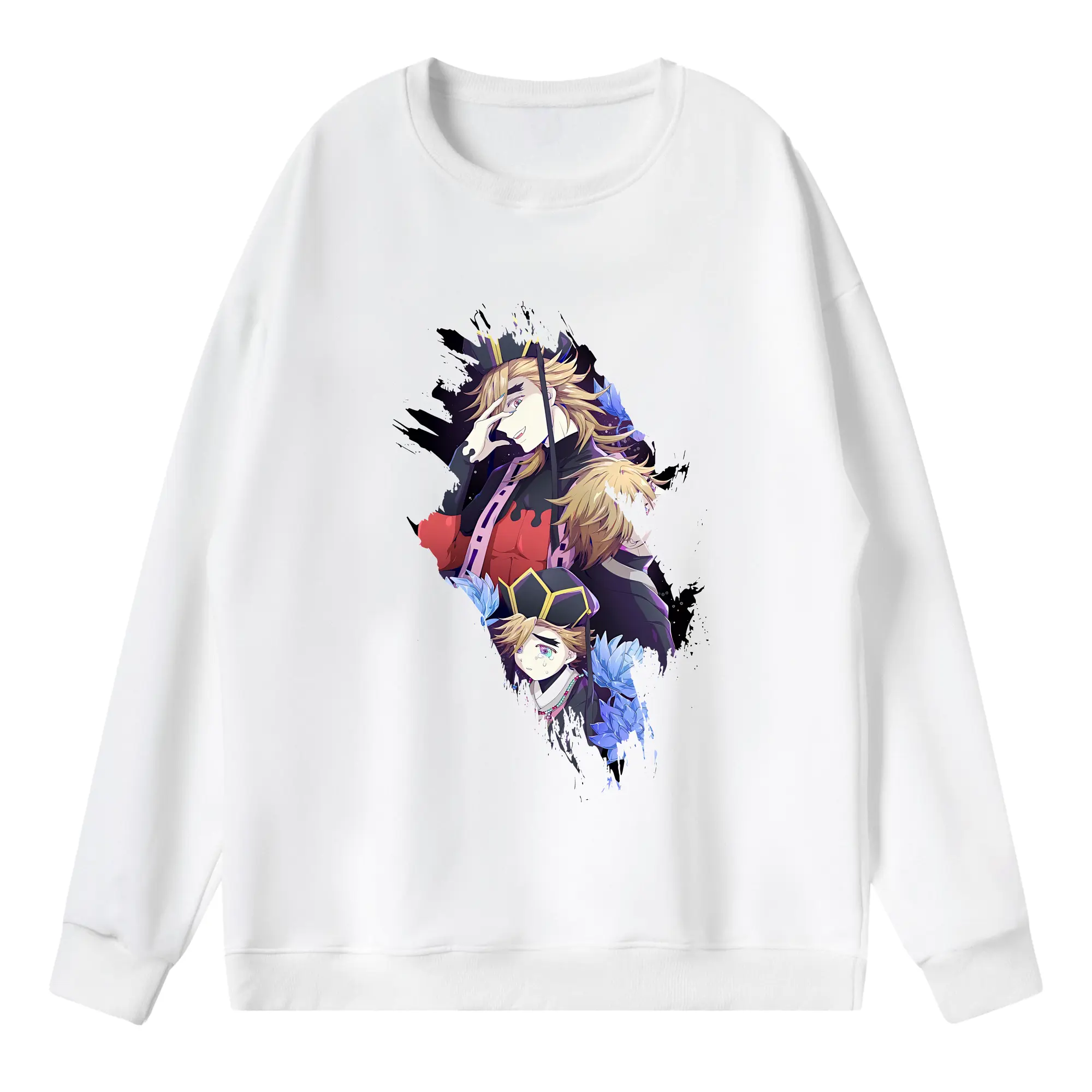 鬼滅の刃 グッズ,童磨 - 薄手 クルーネック スウェット 裏毛260g · ポリエステル 春秋向け カジュアル 男女兼用 · トレーナー デイリー スポーツ 散歩に最適