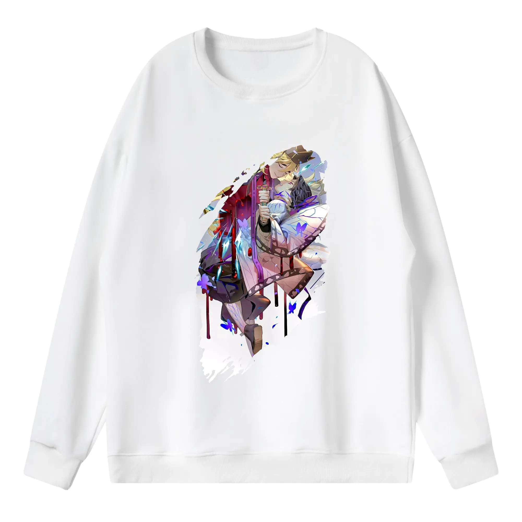 鬼滅の刃 グッズ,童磨 - 薄手 クルーネック スウェット 裏毛260g · ポリエステル 春秋向け カジュアル 男女兼用 · トレーナー デイリー スポーツ 散歩に最適