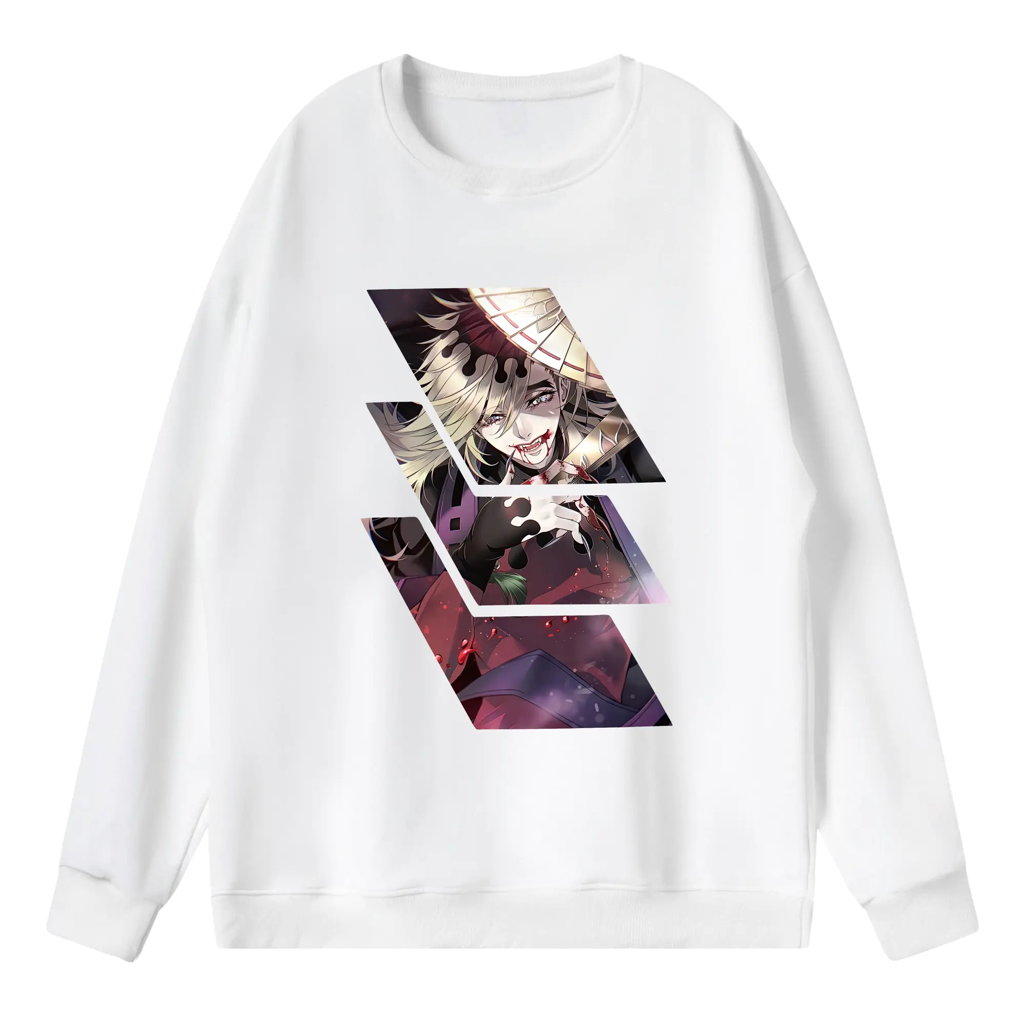 鬼滅の刃 グッズ,童磨 - 薄手 クルーネック スウェット 裏毛260g · ポリエステル 春秋向け カジュアル 男女兼用 · トレーナー デイリー スポーツ 散歩に最適