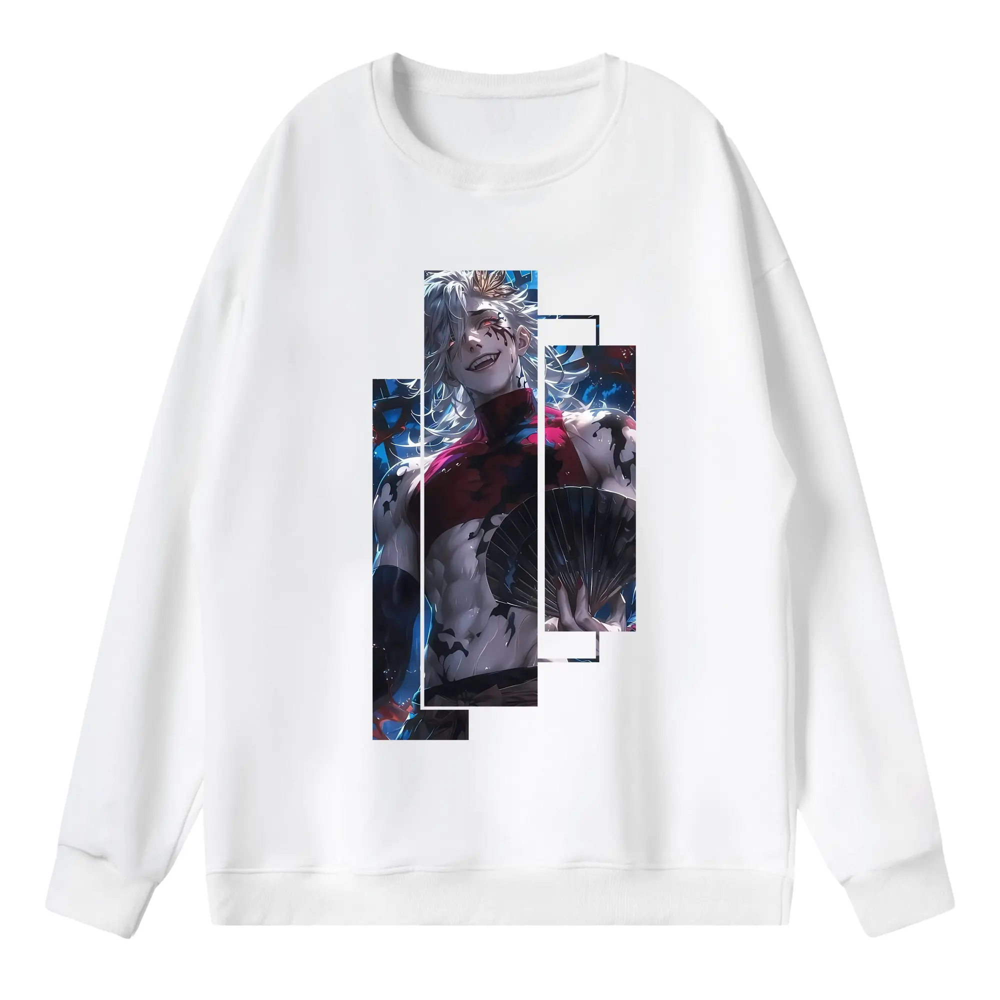 鬼滅の刃 グッズ,童磨 - 薄手 クルーネック スウェット 裏毛260g · ポリエステル 春秋向け カジュアル 男女兼用 · トレーナー デイリー スポーツ 散歩に最適