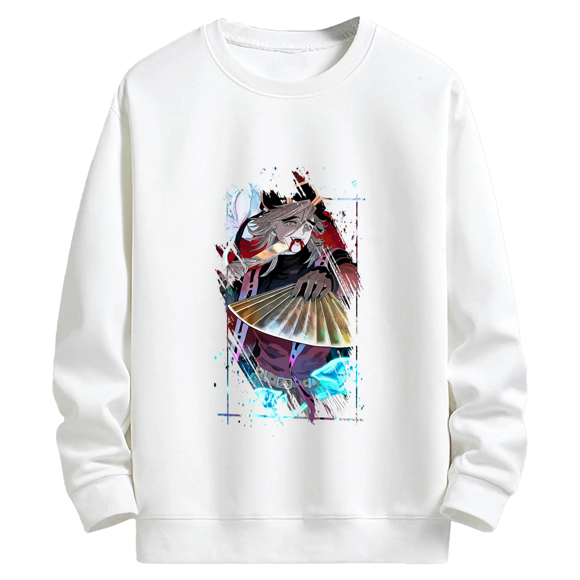 鬼滅の刃 グッズ,童磨 - キッズ クルーネックスウェットシャツ ・ フロントプリント ・ 綿80％ ポリエステル20％ ・ 快適 通学 スポーツ 日常使い お散歩用