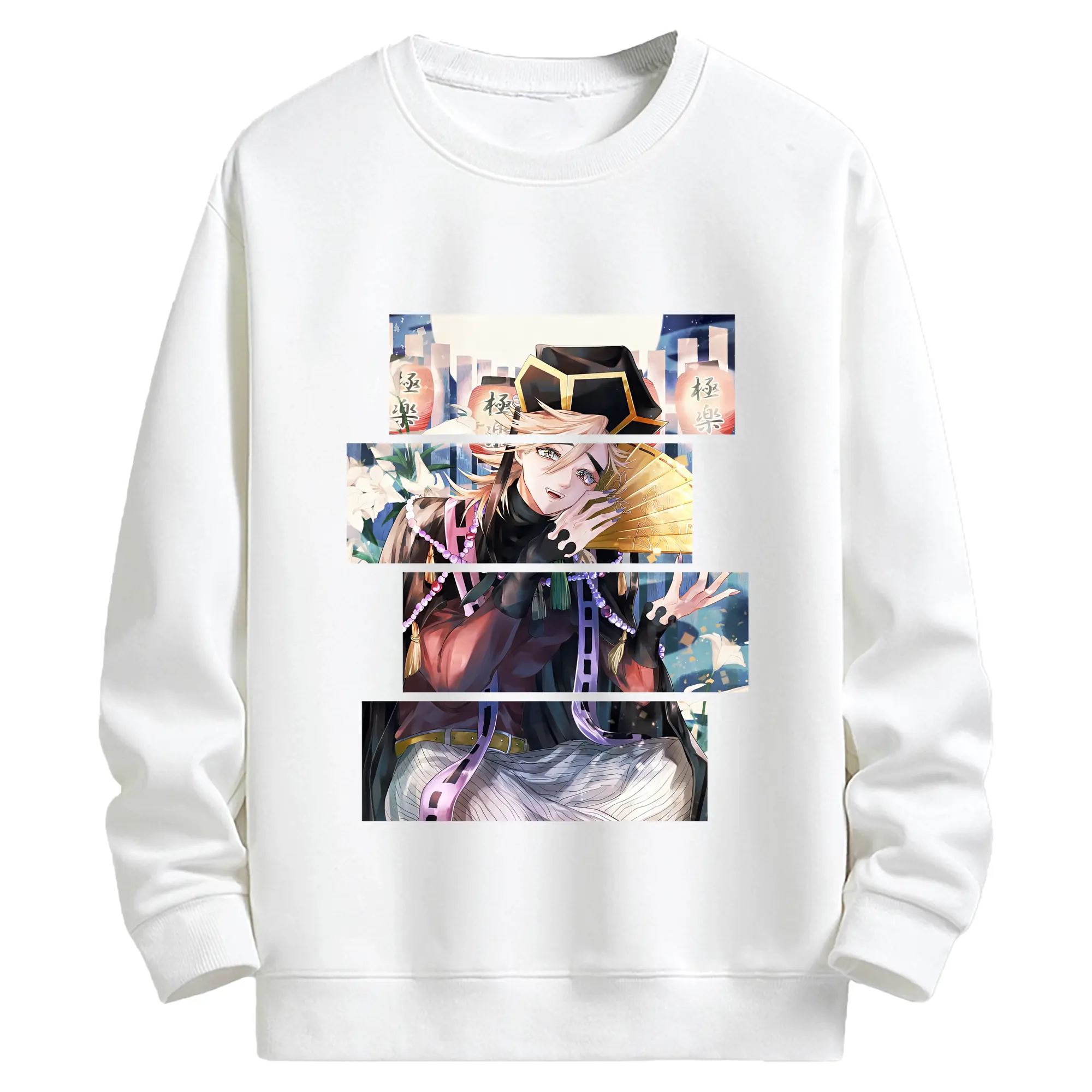 鬼滅の刃 グッズ,童磨 - キッズ クルーネックスウェットシャツ ・ フロントプリント ・ 綿80％ ポリエステル20％ ・ 快適 通学 スポーツ 日常使い お散歩用