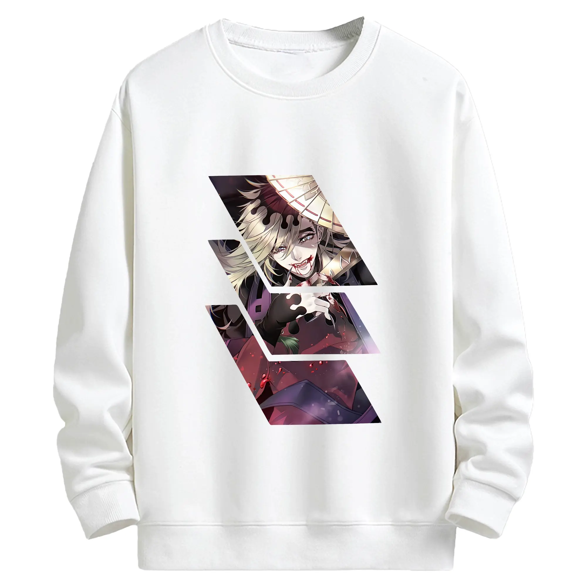 鬼滅の刃 グッズ,童磨 - キッズ クルーネックスウェットシャツ ・ フロントプリント ・ 綿80％ ポリエステル20％ ・ 快適 通学 スポーツ 日常使い お散歩用