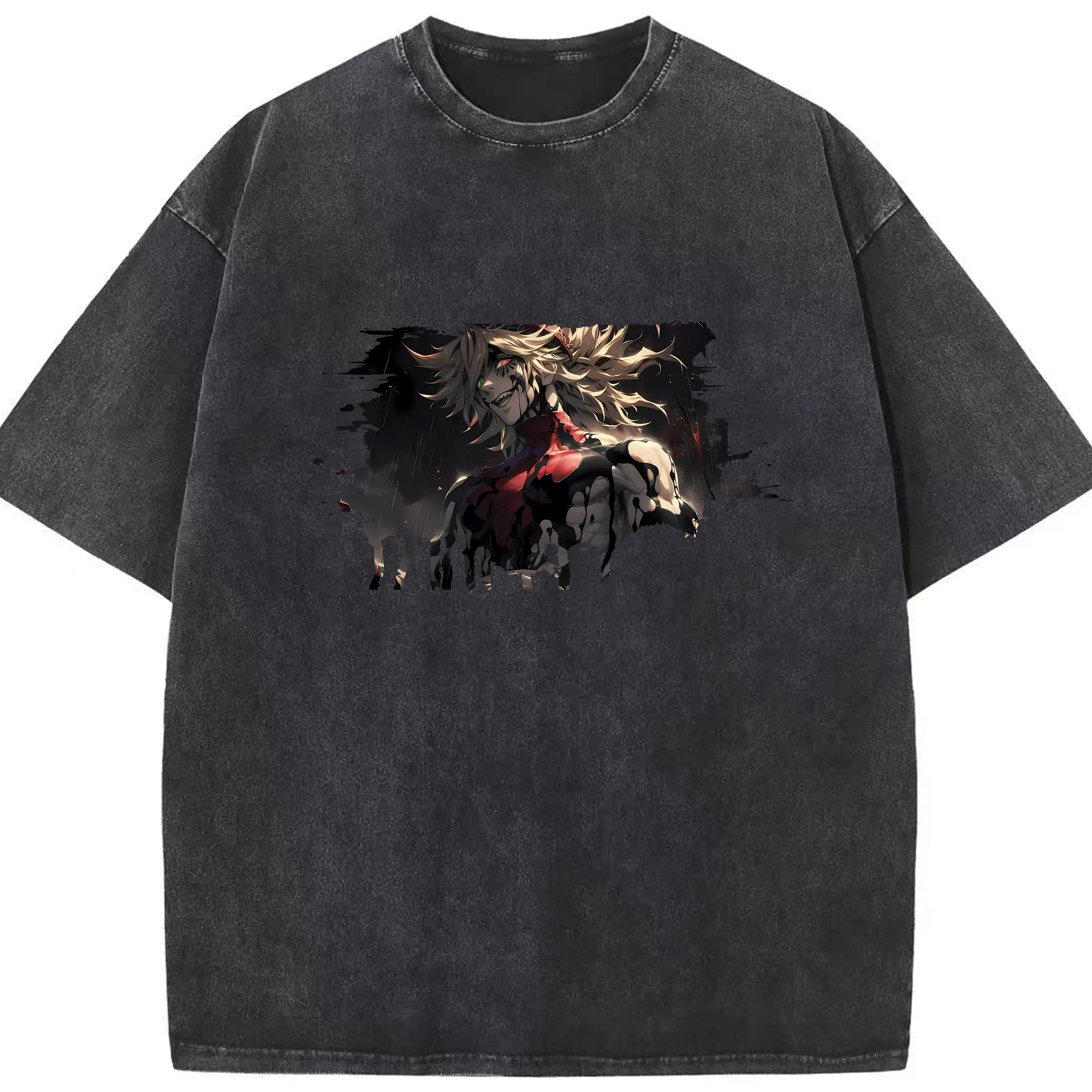 鬼滅の刃 グッズ,童磨 - 綿100％ ヴィンテージ風 半袖Tシャツ ・ フロントプリント ・ 柔らか肌触り ・ 通気性 快適 ・ スポーツ カジュアル 外出用