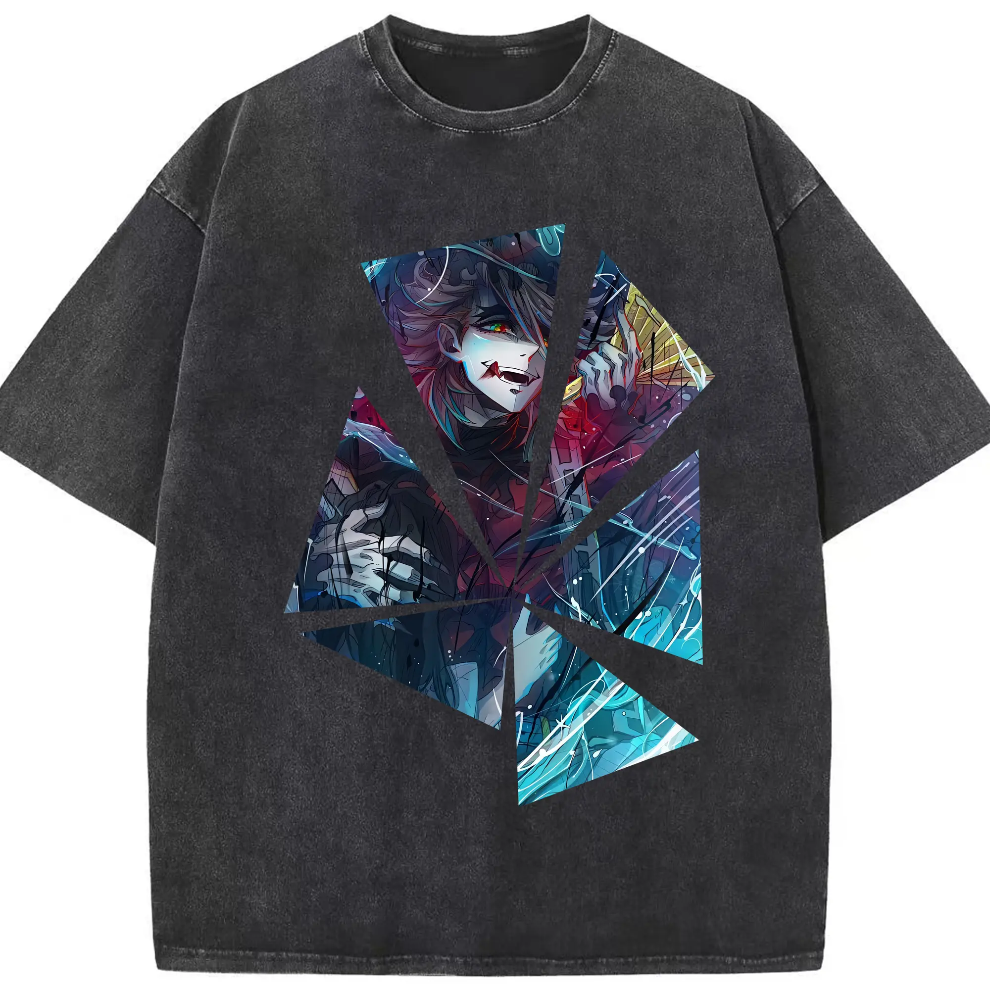 鬼滅の刃 グッズ,童磨 - 綿100％ ヴィンテージ風 半袖Tシャツ ・ フロントプリント ・ 柔らか肌触り ・ 通気性 快適 ・ スポーツ カジュアル 外出用