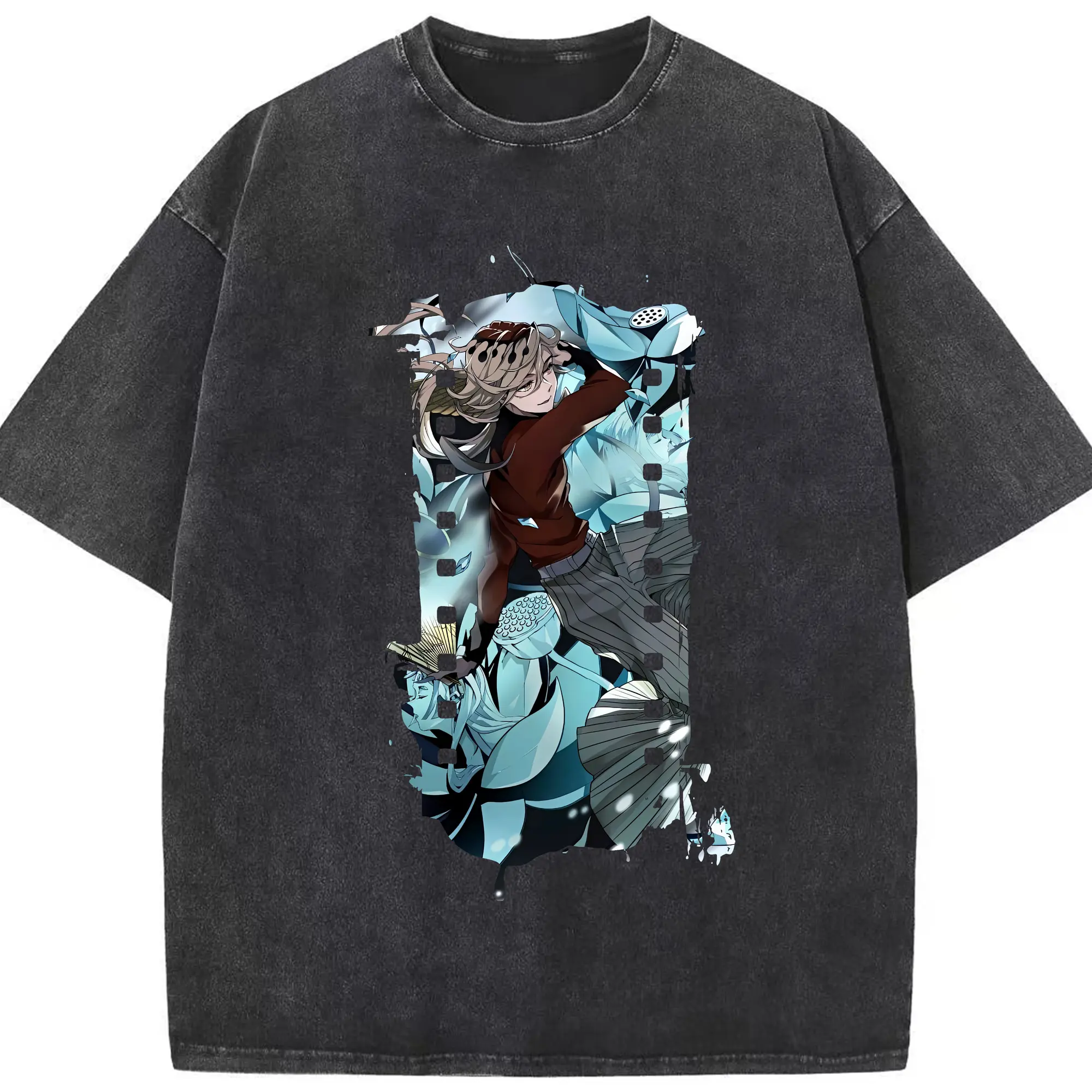 鬼滅の刃 グッズ,童磨 - 綿100％ ヴィンテージ風 半袖Tシャツ ・ フロントプリント ・ 柔らか肌触り ・ 通気性 快適 ・ スポーツ カジュアル 外出用