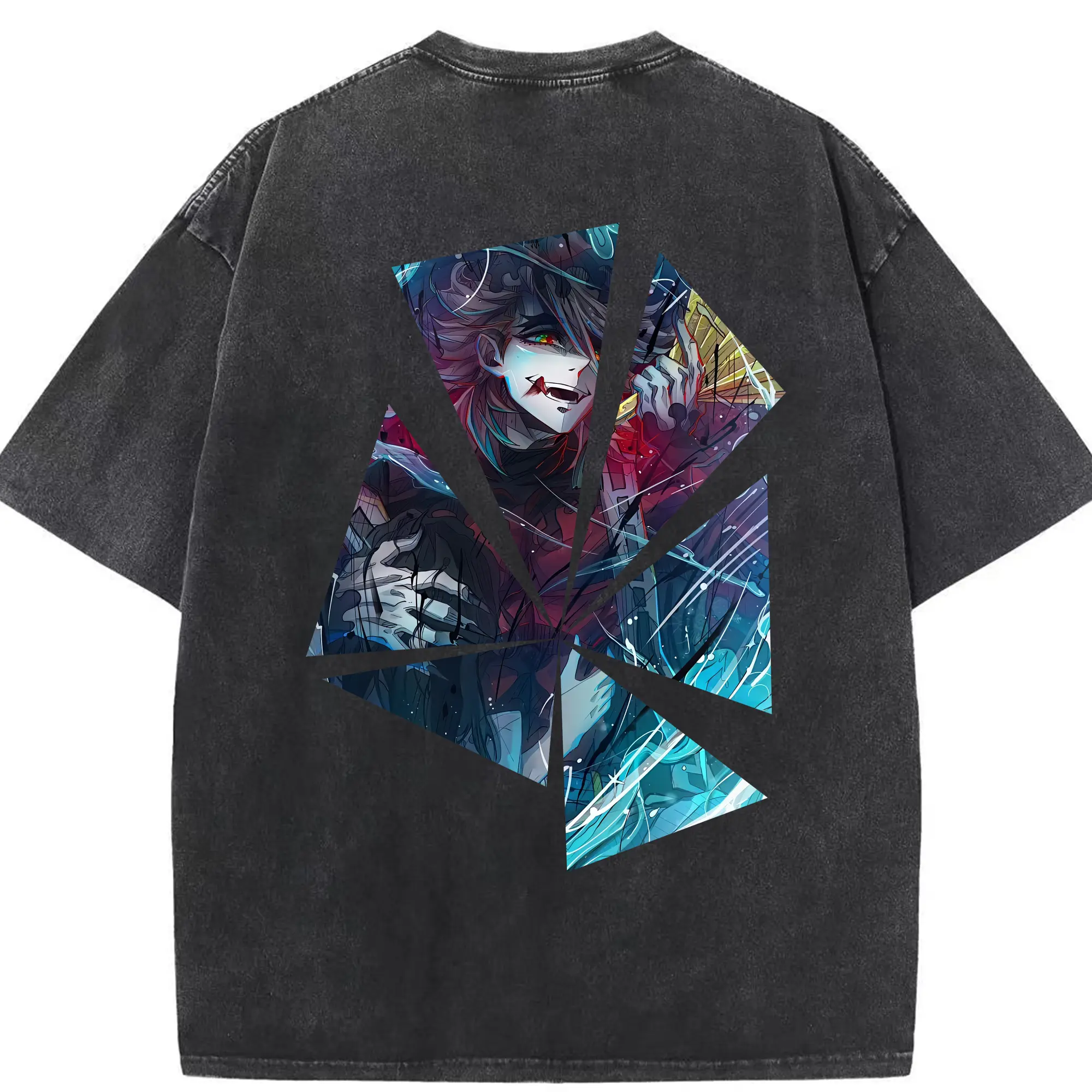 鬼滅の刃 グッズ,童磨 - 綿100％ ヴィンテージ風 半袖Tシャツ ・ 背面プリント ・ 柔らか肌触り ・ 通気性 快適 ・ スポーツ カジュアル 外出用