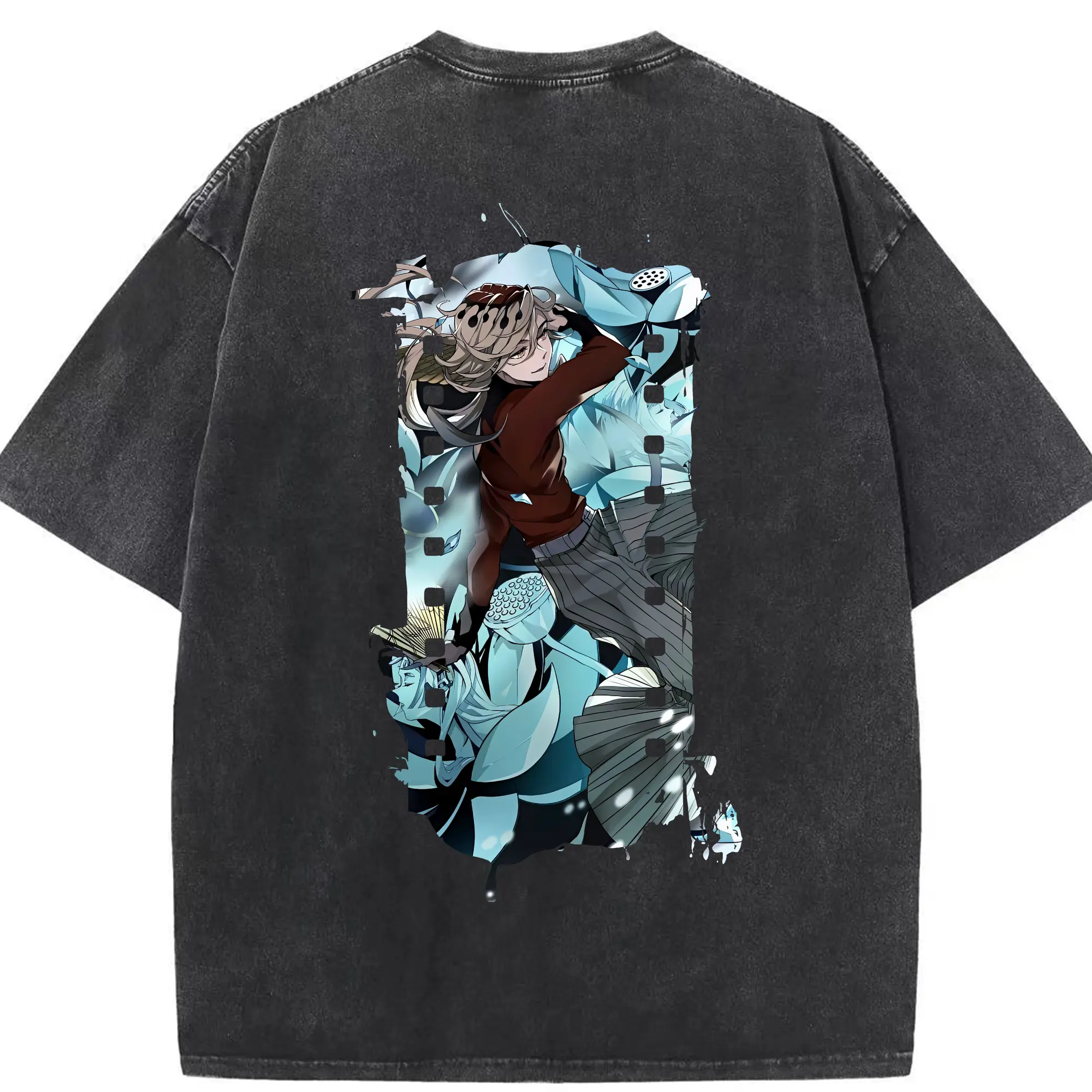 鬼滅の刃 グッズ,童磨 - 綿100％ ヴィンテージ風 半袖Tシャツ ・ 背面プリント ・ 柔らか肌触り ・ 通気性 快適 ・ スポーツ カジュアル 外出用