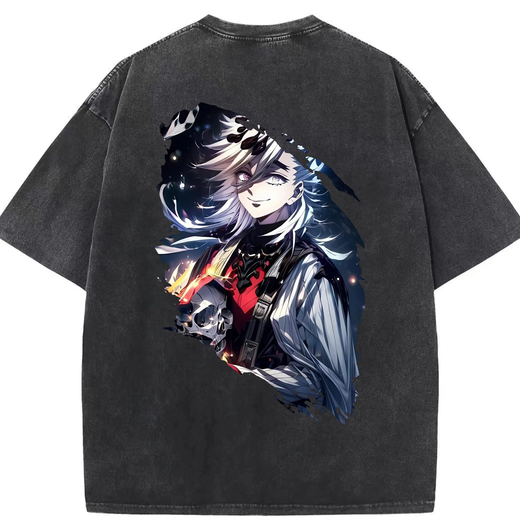 鬼滅の刃 グッズ,童磨 - 綿100％ ヴィンテージ風 半袖Tシャツ ・ 背面プリント ・ 柔らか肌触り ・ 通気性 快適 ・ スポーツ カジュアル 外出用