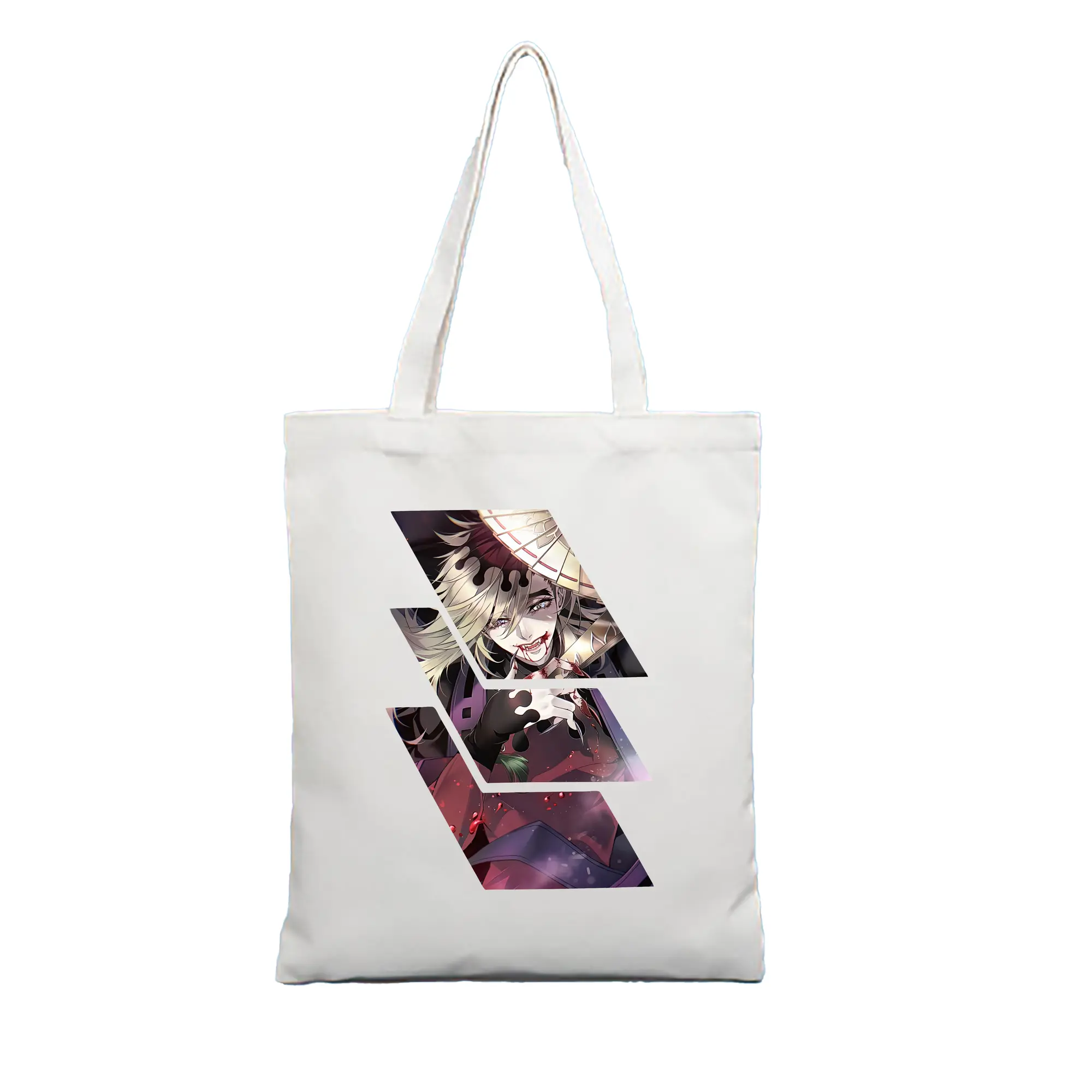 鬼滅の刃 グッズ,童磨 - 縦型キャンバス手提げバッグ（トートバッグ） ・ キャンバス素材 ・ ショッピング用 ・ 軽量 丈夫 お手入れ簡単