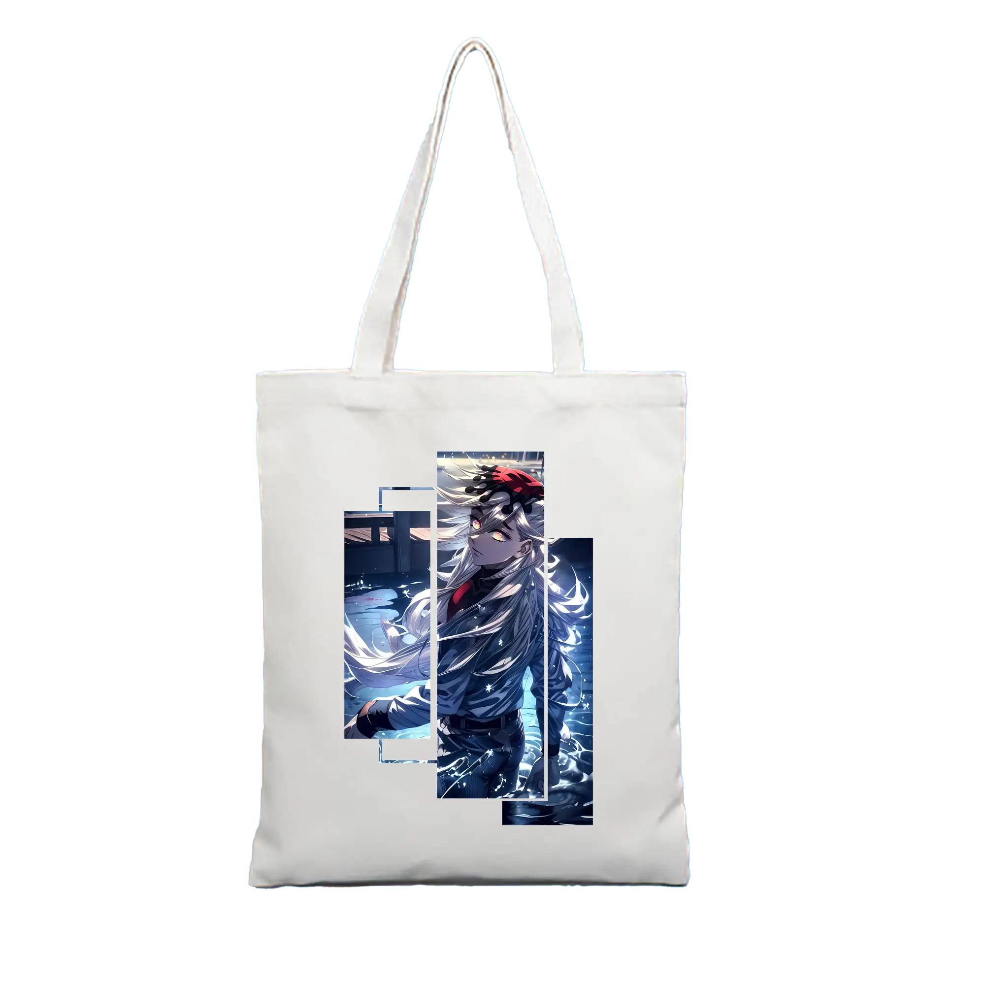 鬼滅の刃 グッズ,童磨 - 縦型キャンバス手提げバッグ（トートバッグ） ・ キャンバス素材 ・ ショッピング用 ・ 軽量 丈夫 お手入れ簡単