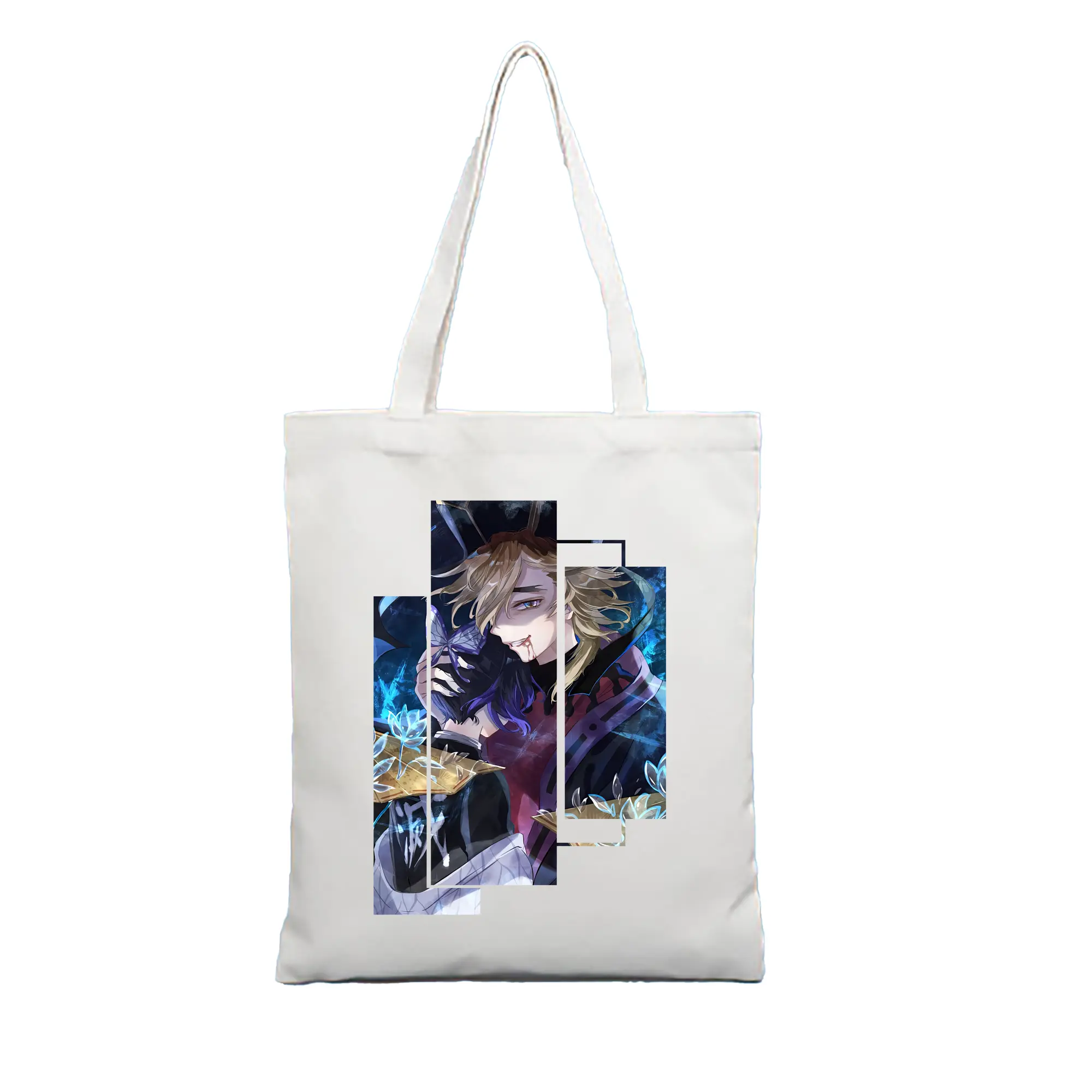 鬼滅の刃 グッズ,童磨 - 縦型キャンバス手提げバッグ（トートバッグ） ・ キャンバス素材 ・ ショッピング用 ・ 軽量 丈夫 お手入れ簡単