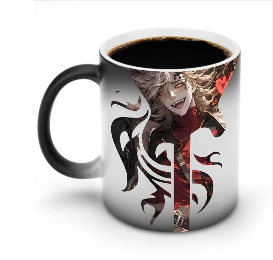 鬼滅の刃 グッズ,童磨 - 変色マグカップ ・ セラミック ・ 熱転写プリント ・ 耐久性 高品質 ・ ギフト・自宅用 コーヒー お茶