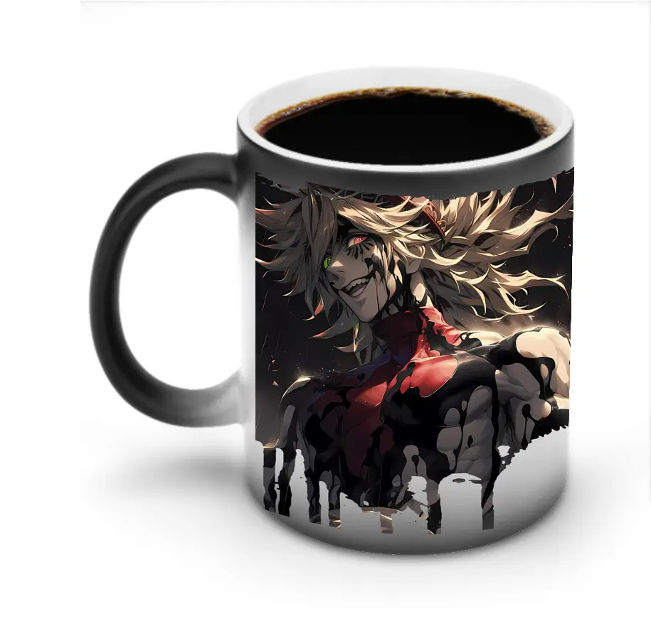 鬼滅の刃 グッズ,童磨 - 変色マグカップ ・ セラミック ・ 熱転写プリント ・ 耐久性 高品質 ・ ギフト・自宅用 コーヒー お茶