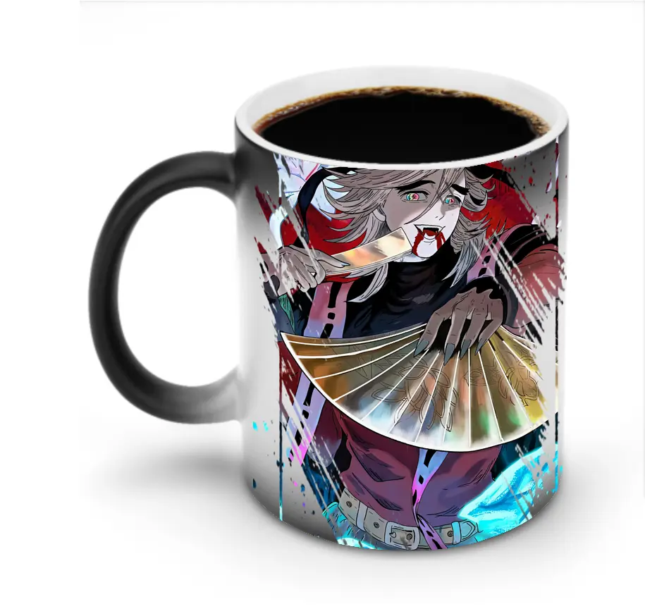 鬼滅の刃 グッズ,童磨 - 変色マグカップ ・ セラミック ・ 熱転写プリント ・ 耐久性 高品質 ・ ギフト・自宅用 コーヒー お茶