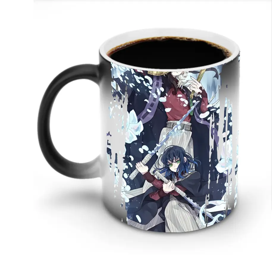 鬼滅の刃 グッズ,童磨 - 変色マグカップ ・ セラミック ・ 熱転写プリント ・ 耐久性 高品質 ・ ギフト・自宅用 コーヒー お茶