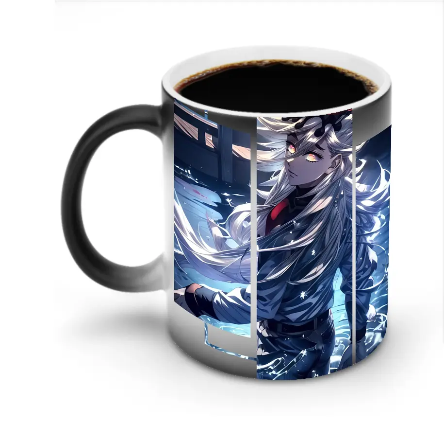 鬼滅の刃 グッズ,童磨 - 変色マグカップ ・ セラミック ・ 熱転写プリント ・ 耐久性 高品質 ・ ギフト・自宅用 コーヒー お茶