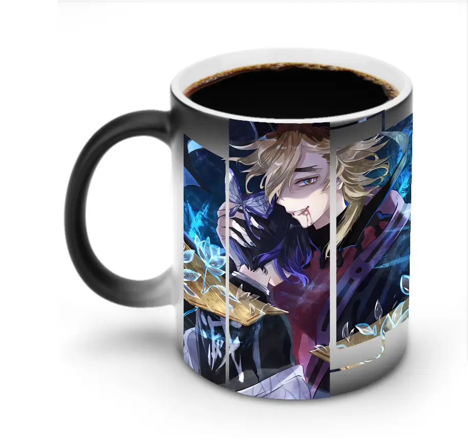 鬼滅の刃 グッズ,童磨 - 変色マグカップ ・ セラミック ・ 熱転写プリント ・ 耐久性 高品質 ・ ギフト・自宅用 コーヒー お茶