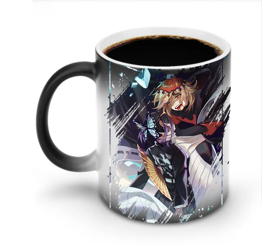 鬼滅の刃 グッズ,童磨 - 変色マグカップ ・ セラミック ・ 熱転写プリント ・ 耐久性 高品質 ・ ギフト・自宅用 コーヒー お茶