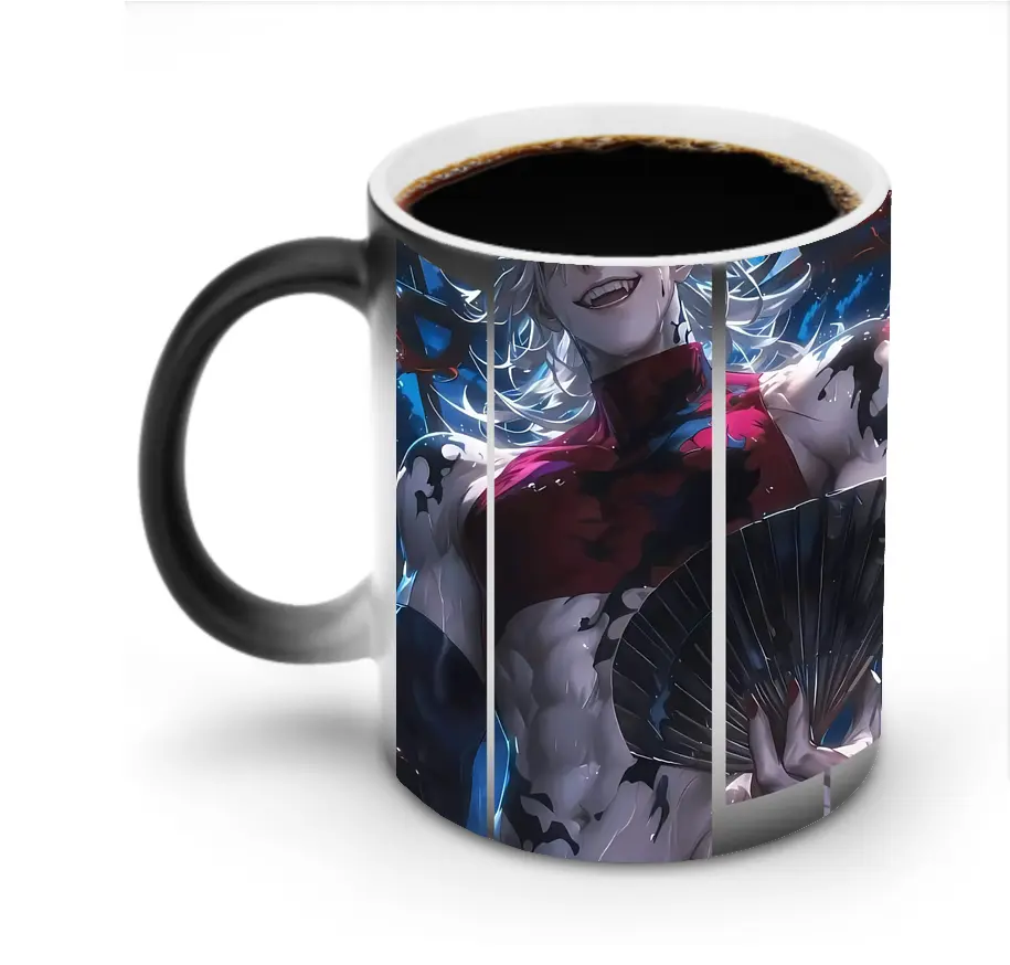 鬼滅の刃 グッズ,童磨 - 変色マグカップ ・ セラミック ・ 熱転写プリント ・ 耐久性 高品質 ・ ギフト・自宅用 コーヒー お茶