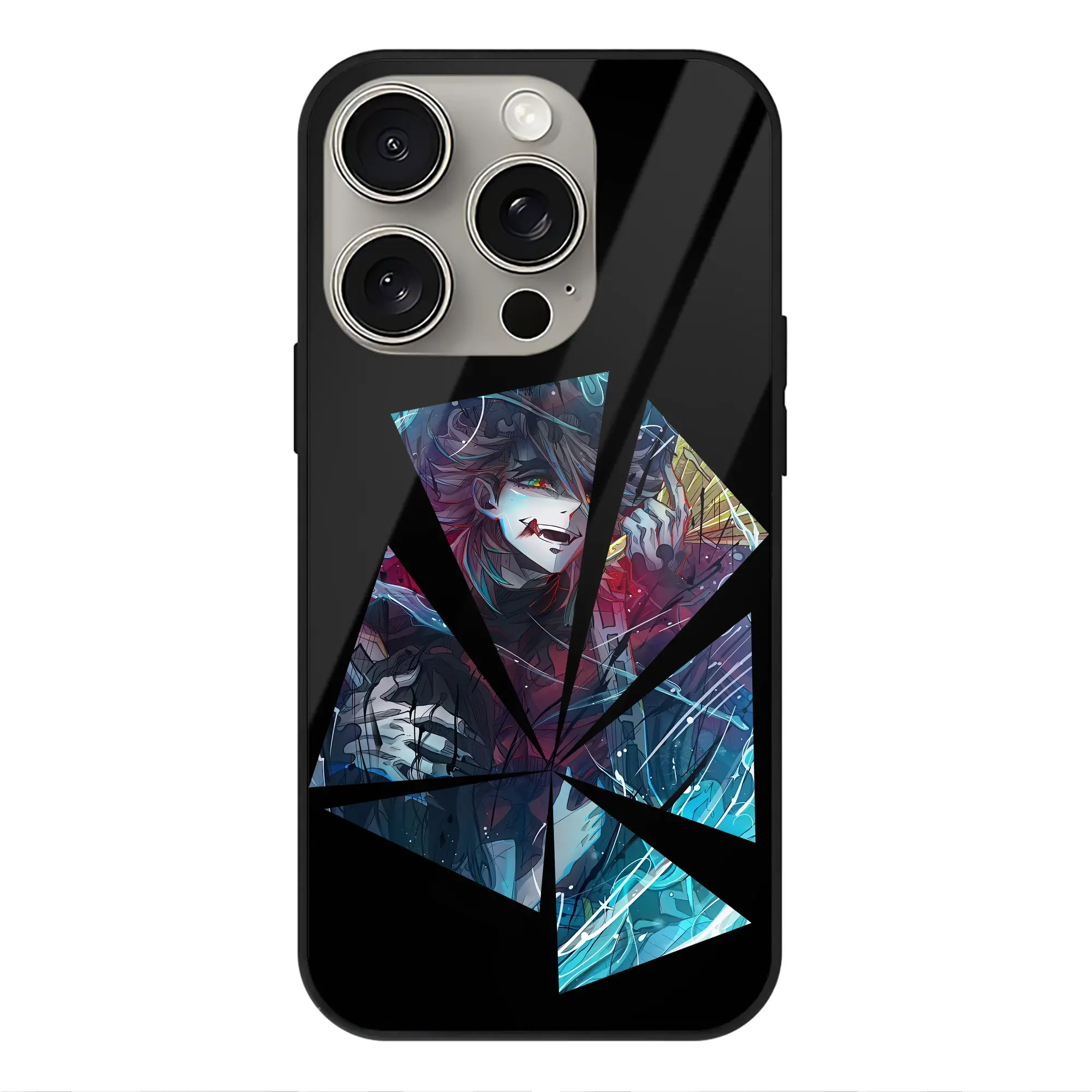 鬼滅の刃 グッズ,童磨 - IPhone15Pro対応 ・ スマホケース ・ 背面ガラス ・ TPU+強化ガラス ・ 耐衝撃 ・ 黄変防止 ・ ワイヤレス充電対応 ・ 3D立体ボタン