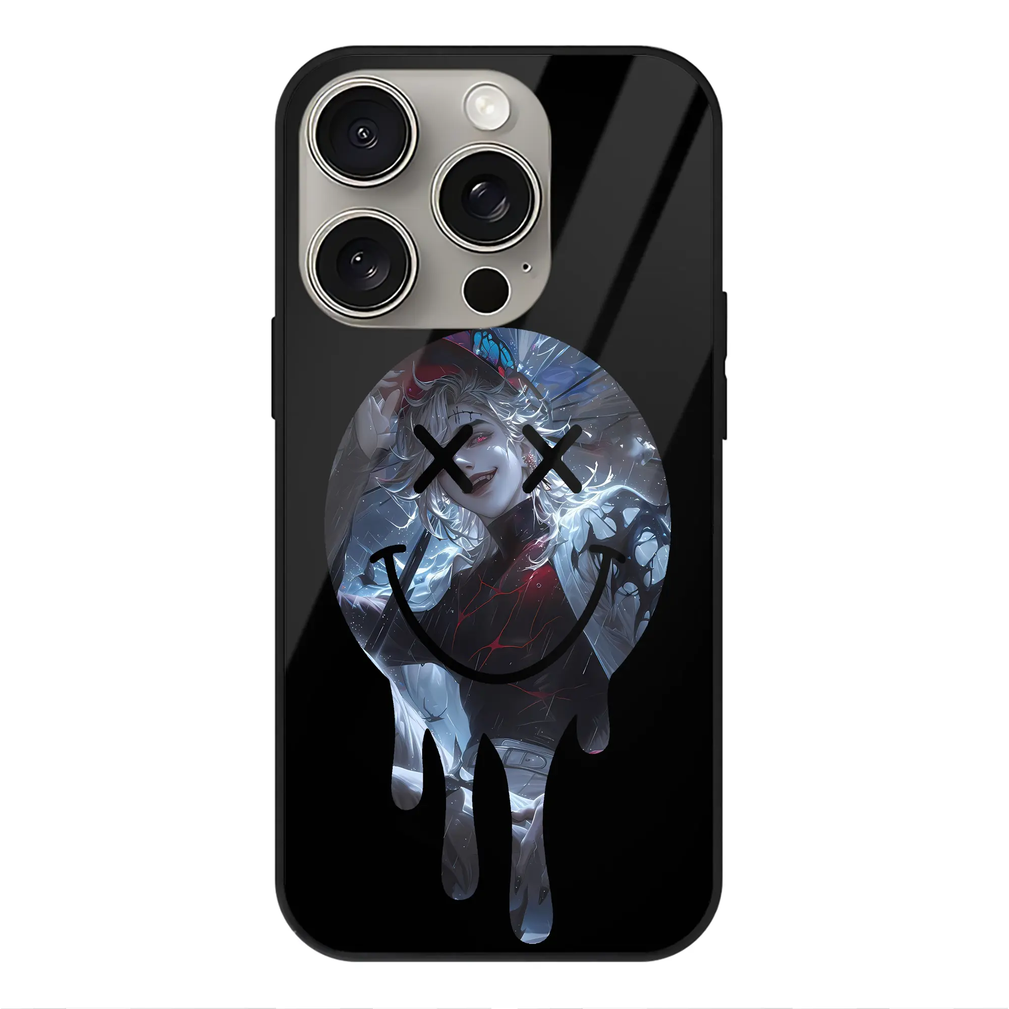 鬼滅の刃 グッズ,童磨 - IPhone15Pro対応 ・ スマホケース ・ 背面ガラス ・ TPU+強化ガラス ・ 耐衝撃 ・ 黄変防止 ・ ワイヤレス充電対応 ・ 3D立体ボタン