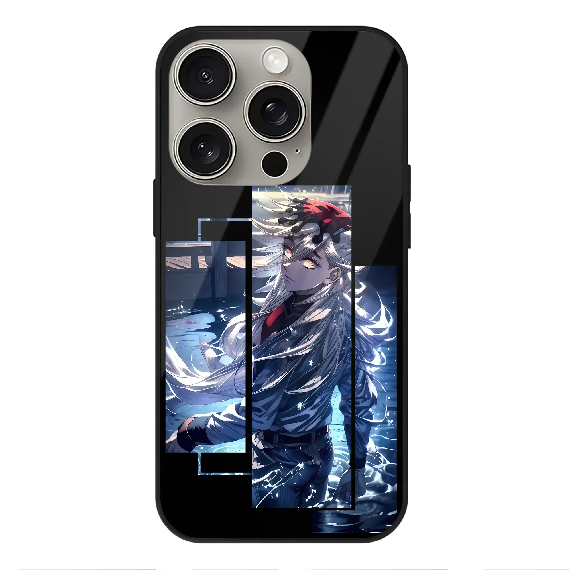 鬼滅の刃 グッズ,童磨 - IPhone15Pro対応 ・ スマホケース ・ 背面ガラス ・ TPU+強化ガラス ・ 耐衝撃 ・ 黄変防止 ・ ワイヤレス充電対応 ・ 3D立体ボタン