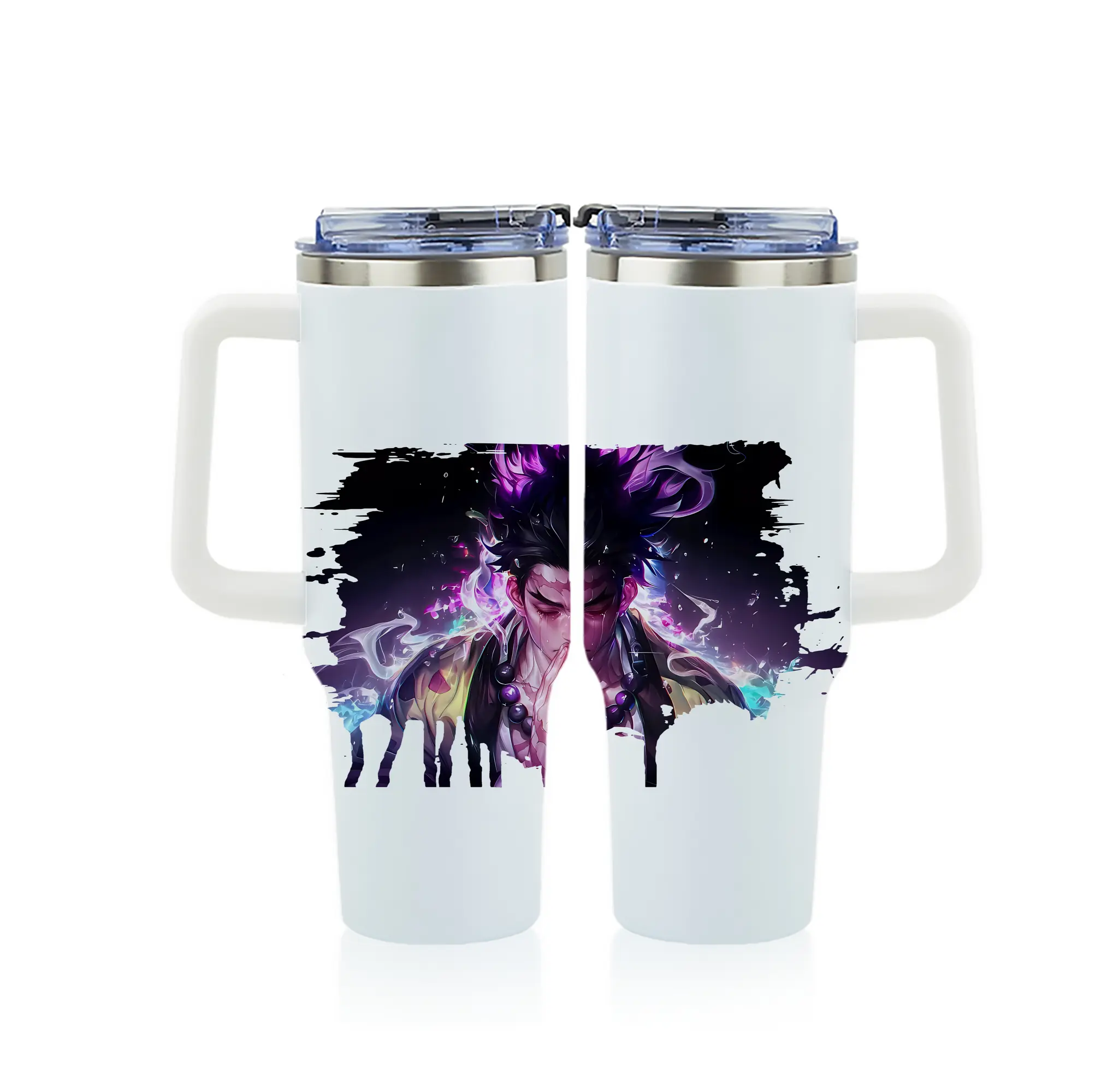 鬼滅の刃 グッズ,悲鳴嶼 行冥 - 1200mL フルプリント車用タンブラー ・ 304ステンレス 内側 ・ 201ステンレス 外側 ・ 保温 保冷 ・ 通勤 ドライブ アウトドア用