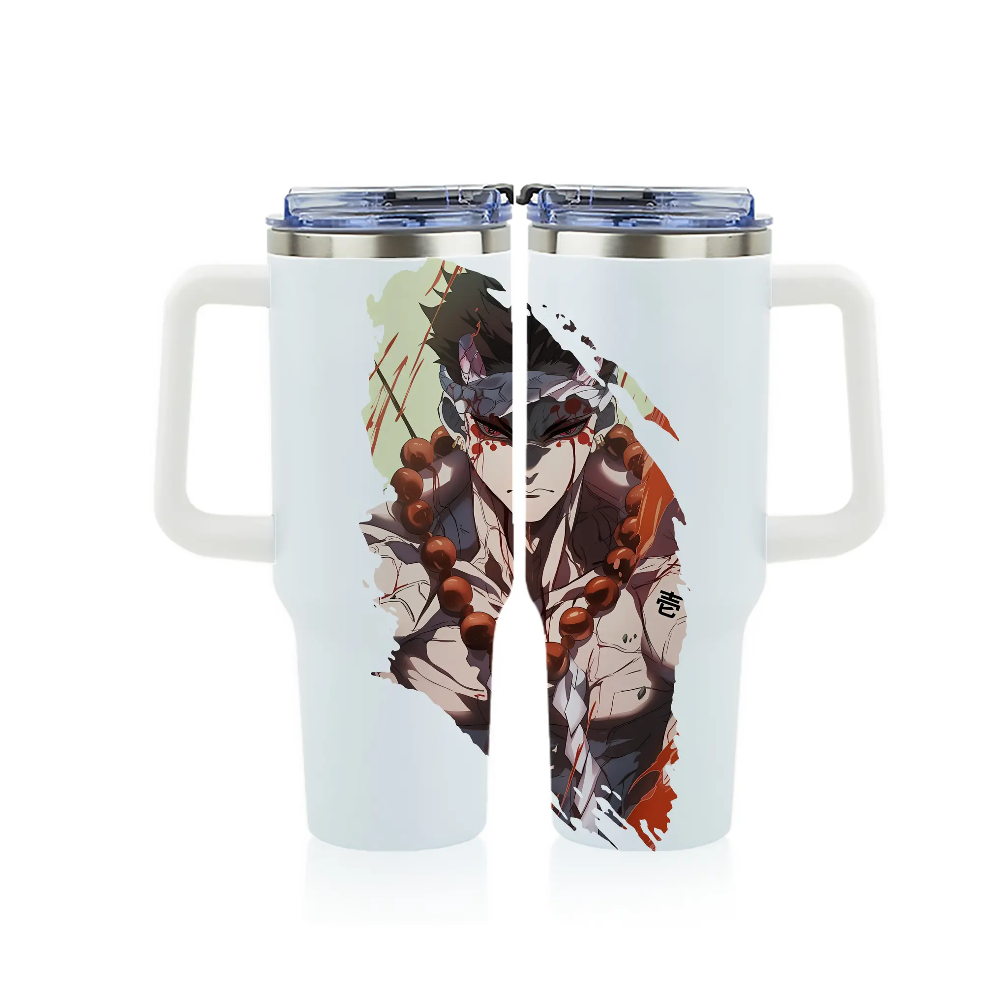 鬼滅の刃 グッズ,悲鳴嶼 行冥 - 1200mL フルプリント車用タンブラー ・ 304ステンレス 内側 ・ 201ステンレス 外側 ・ 保温 保冷 ・ 通勤 ドライブ アウトドア用