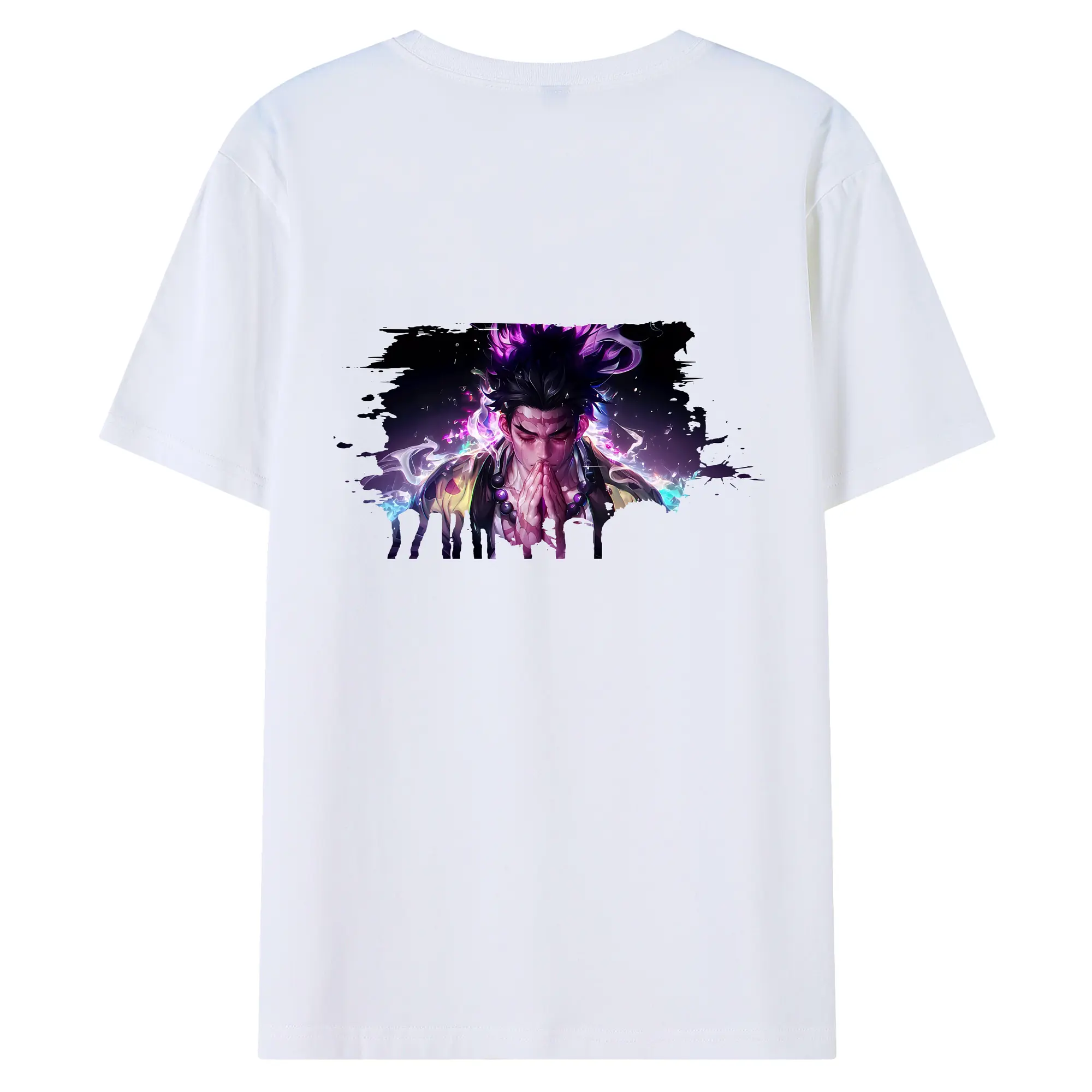 鬼滅の刃 グッズ,悲鳴嶼 行冥 - 綿100％ 半袖Tシャツ ・ バックプリント ・ 快適 通気性 ・ 日常使い 散歩 スポーツ用