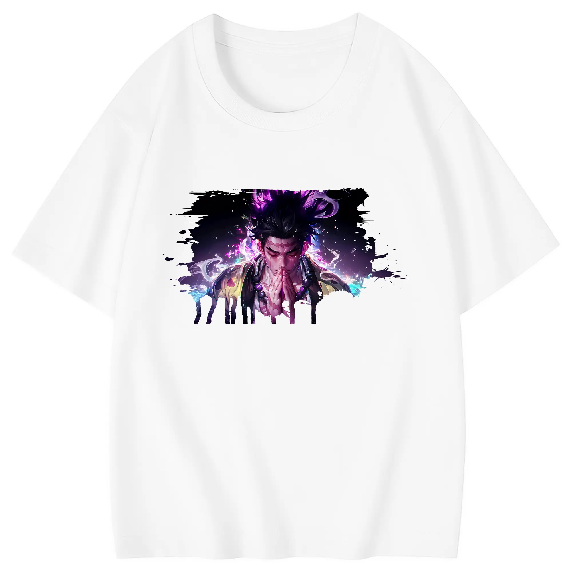 鬼滅の刃 グッズ,悲鳴嶼 行冥 - 綿100％ キッズTシャツ ・ フロントプリント ・ 快適 通気性 ・ スポーツ カジュアル 散歩用