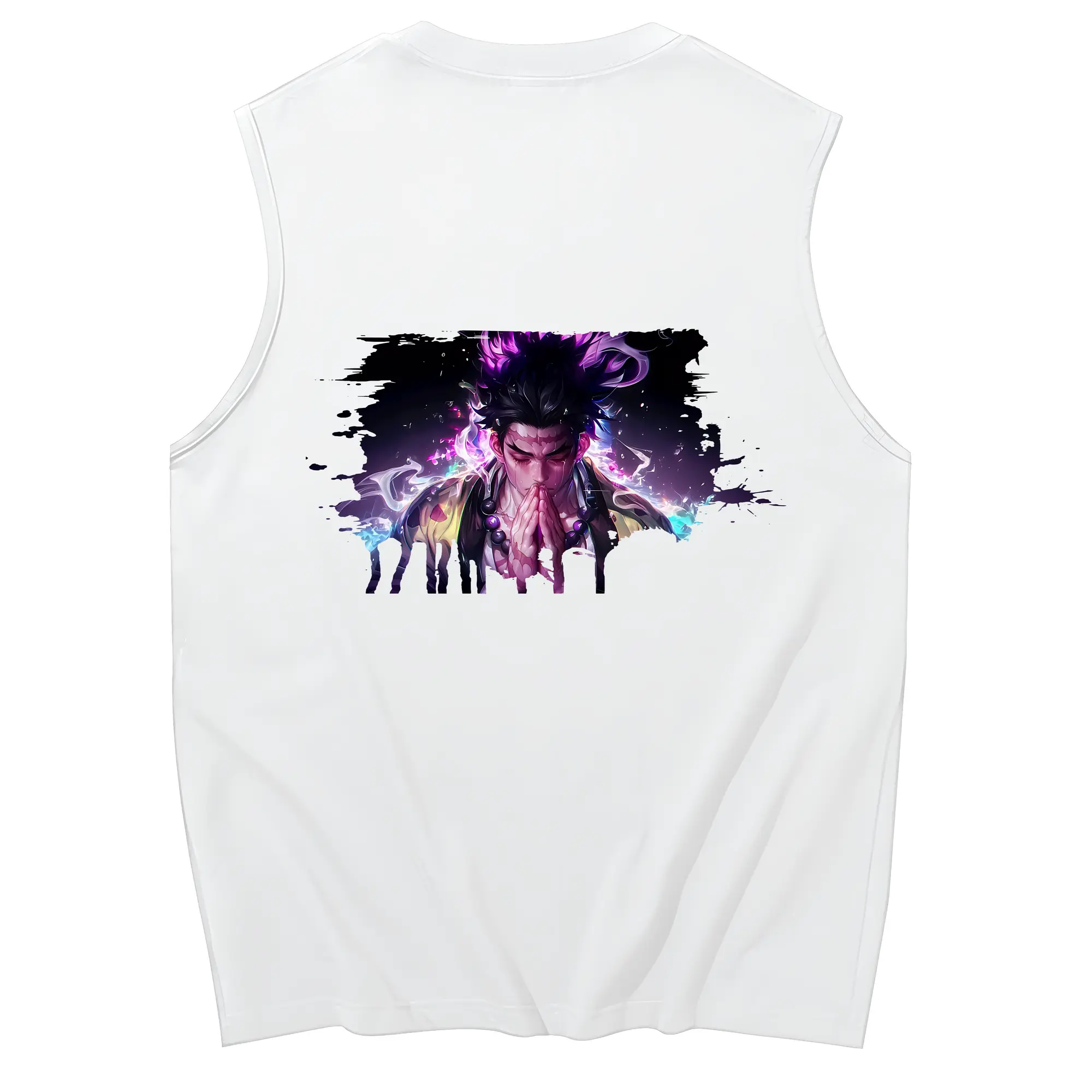 鬼滅の刃 グッズ,悲鳴嶼 行冥 - コットン100％ タンクトップ ・ 背面プリント ・ タイトシルエット ・ 快適 通気性 ・ スポーツ カジュアル 散歩用