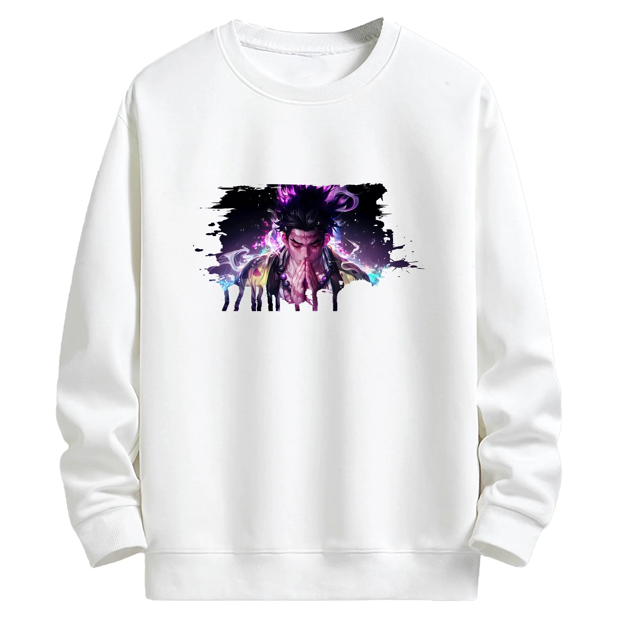 鬼滅の刃 グッズ,悲鳴嶼 行冥 - 高品質 クルーネック スウェット ・ コットン59％ ポリエステル41％ ・ ユニセックス 長袖 トレーナー ・ カジュアル デイリー スポーツ 散歩用