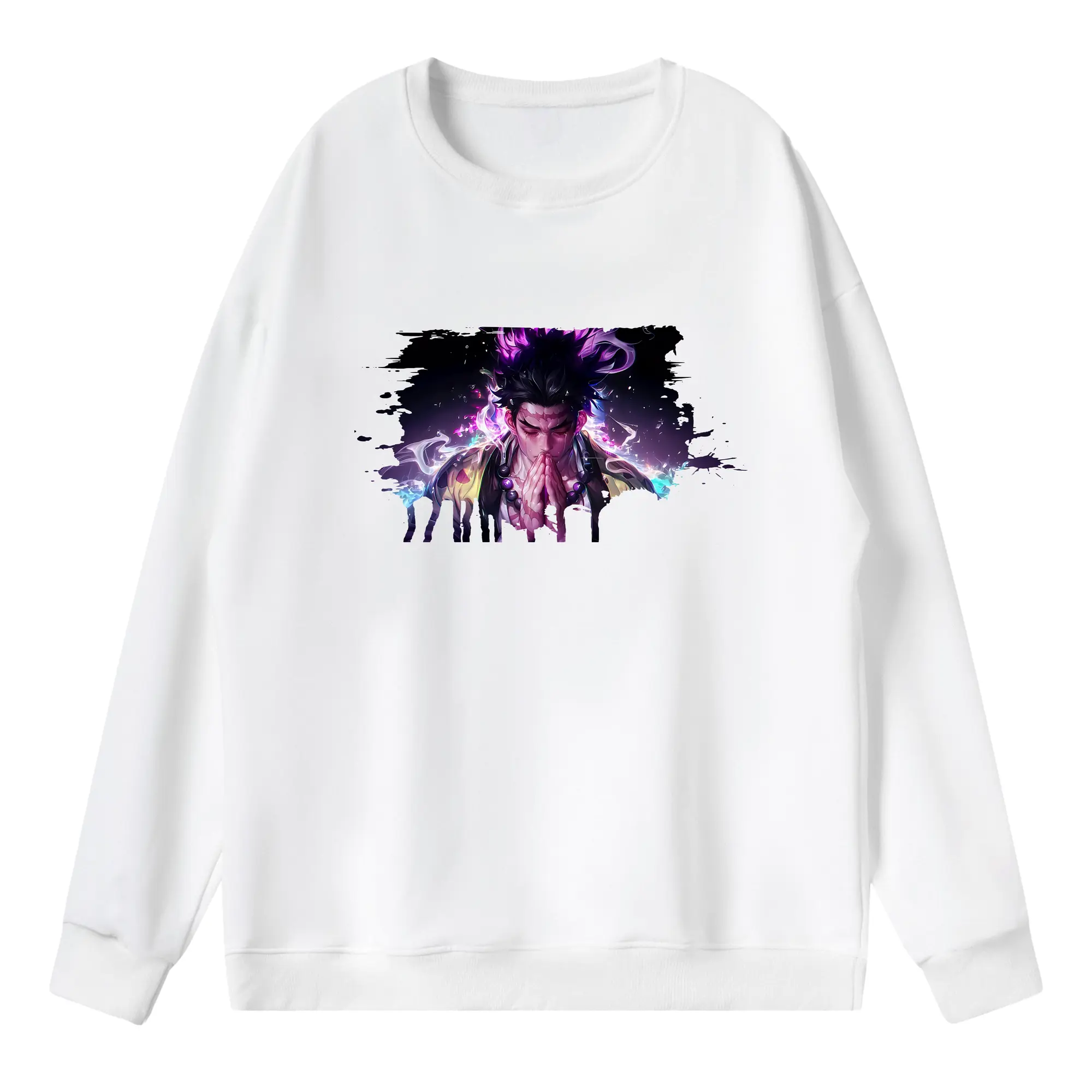 鬼滅の刃 グッズ,悲鳴嶼 行冥 - 薄手 クルーネック スウェット 裏毛260g · ポリエステル 春秋向け カジュアル 男女兼用 · トレーナー デイリー スポーツ 散歩に最適