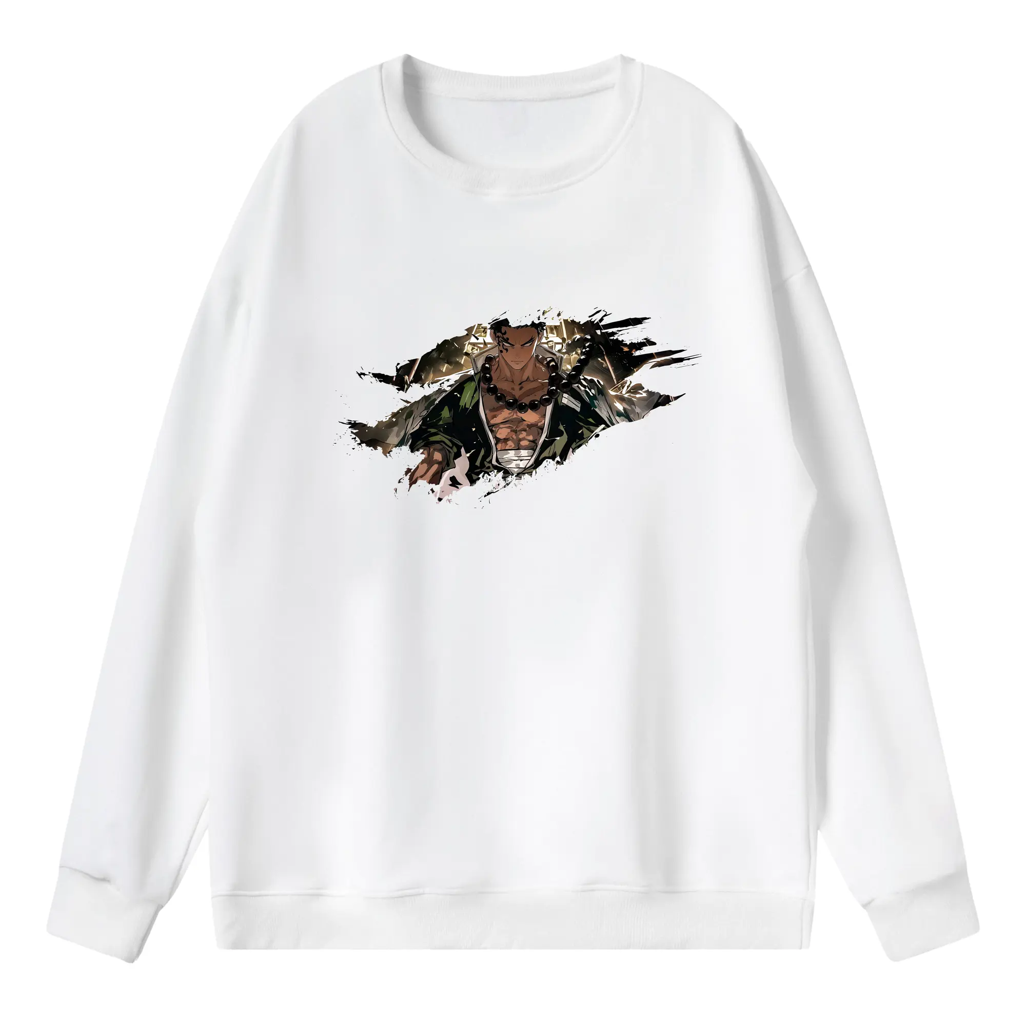 鬼滅の刃 グッズ,悲鳴嶼 行冥 - 薄手 クルーネック スウェット 裏毛260g · ポリエステル 春秋向け カジュアル 男女兼用 · トレーナー デイリー スポーツ 散歩に最適