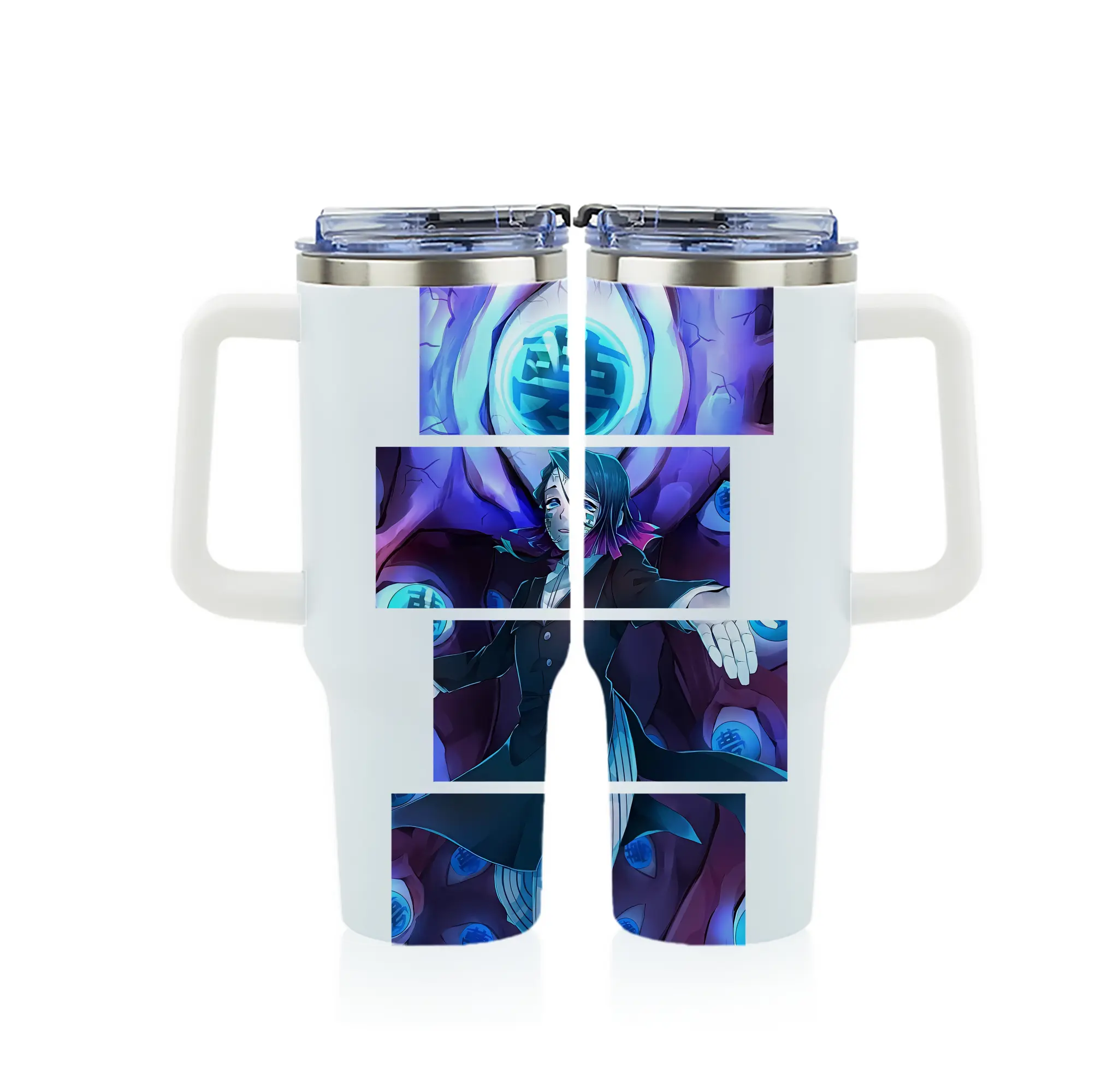 鬼滅の刃 グッズ,魘夢 - 1200mL フルプリント車用タンブラー ・ 304ステンレス 内側 ・ 201ステンレス 外側 ・ 保温 保冷 ・ 通勤 ドライブ アウトドア用