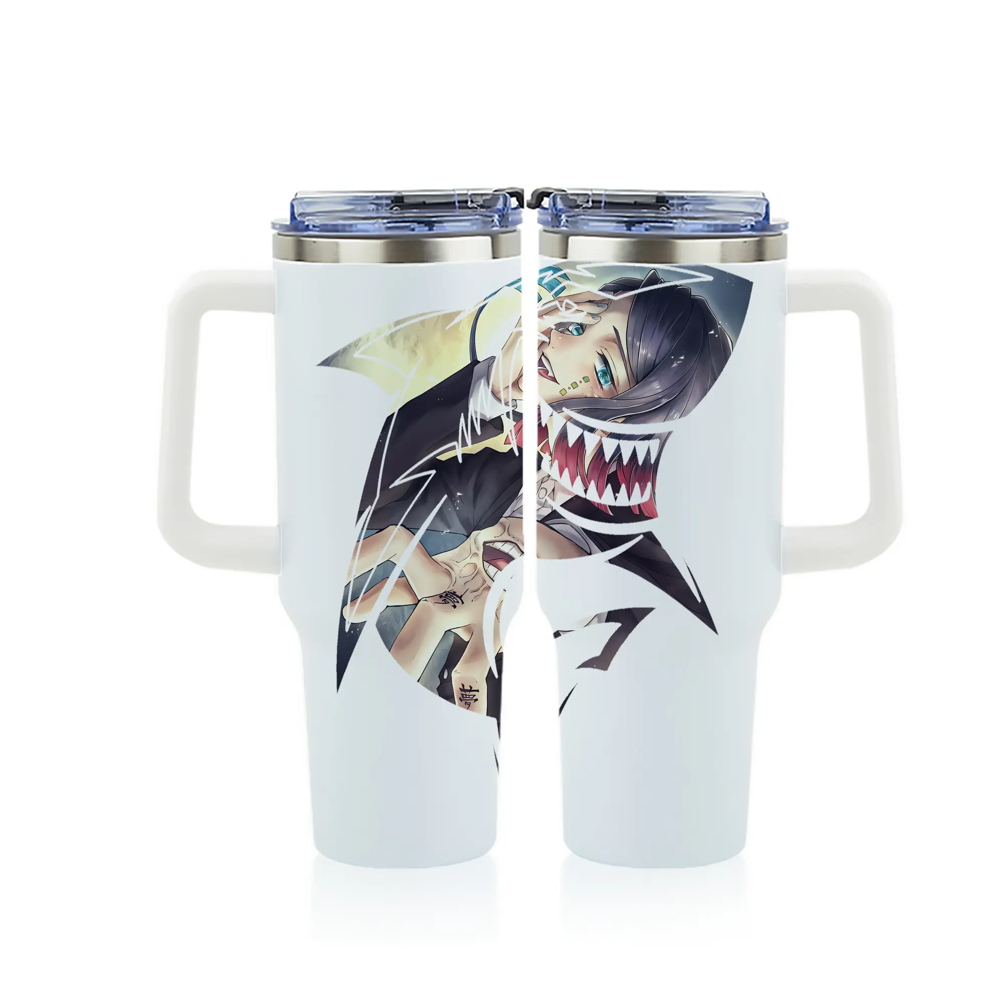 鬼滅の刃 グッズ,魘夢 - 1200mL フルプリント車用タンブラー ・ 304ステンレス 内側 ・ 201ステンレス 外側 ・ 保温 保冷 ・ 通勤 ドライブ アウトドア用