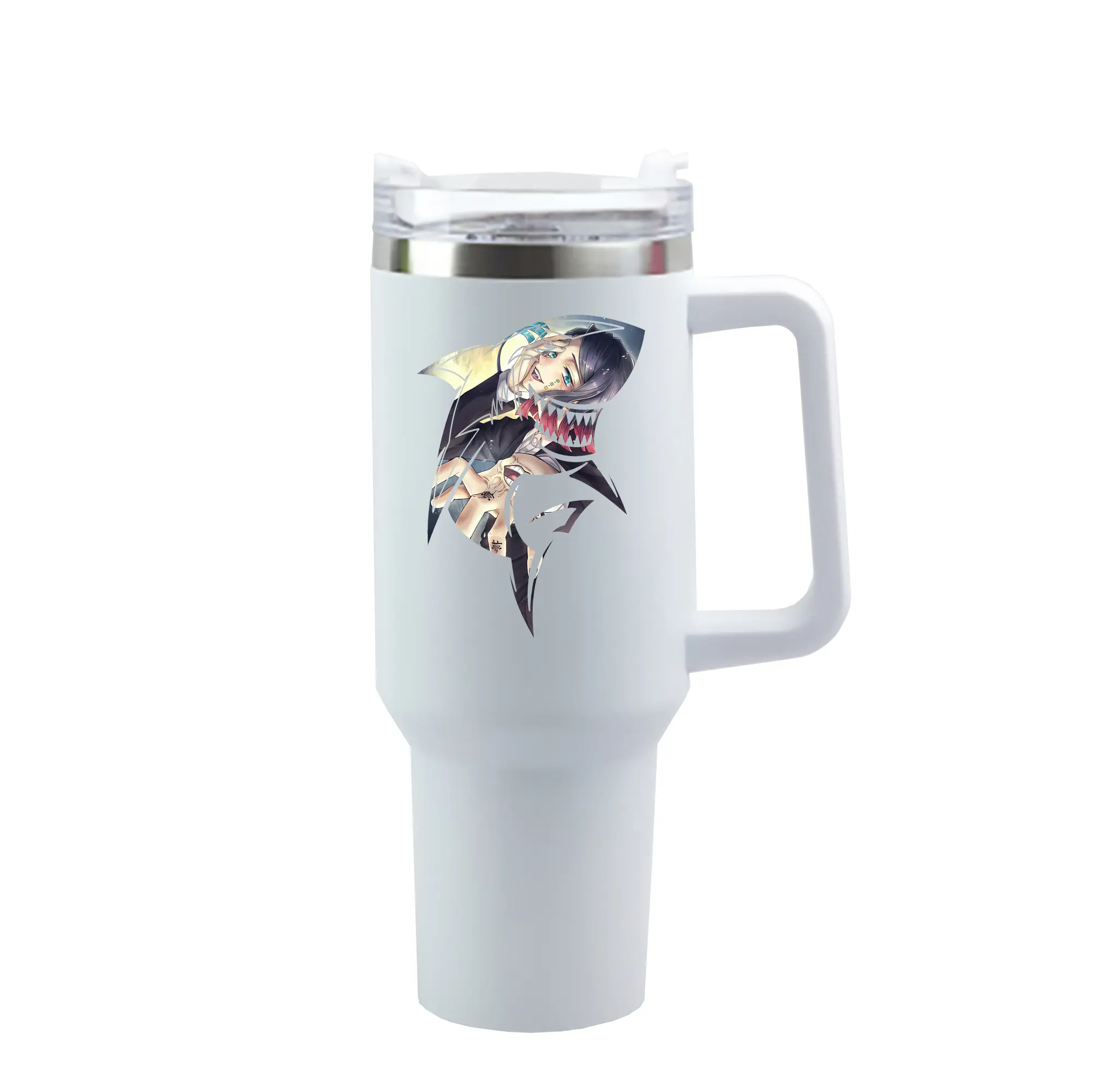 鬼滅の刃 グッズ,魘夢 - 1200mL 車用タンブラー ・ クリスタルステッカー ・ 304ステンレス 内側 ・ 201ステンレス 外側 ・ 保温 保冷 ・ ハンドル＆ストロー付き ・ 通勤 ドライブ アウトドア用