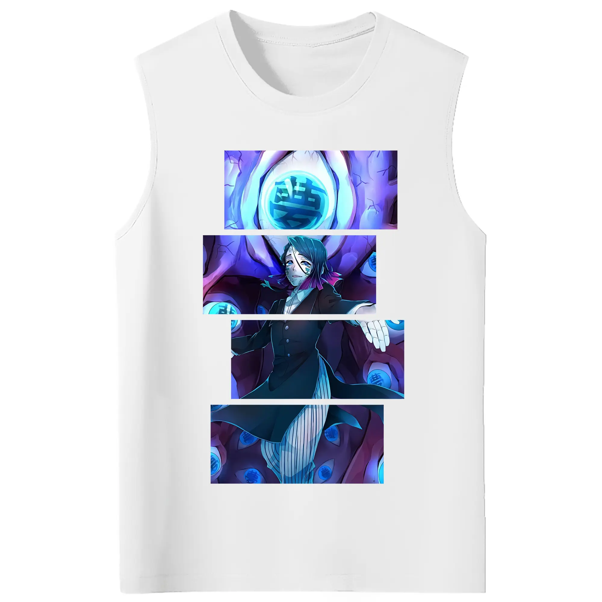 鬼滅の刃 グッズ,魘夢 - コットン100％ タンクトップ ・ フロントプリント ・ タイトフィット ・ 快適 通気性 ・ スポーツ カジュアル 散歩用