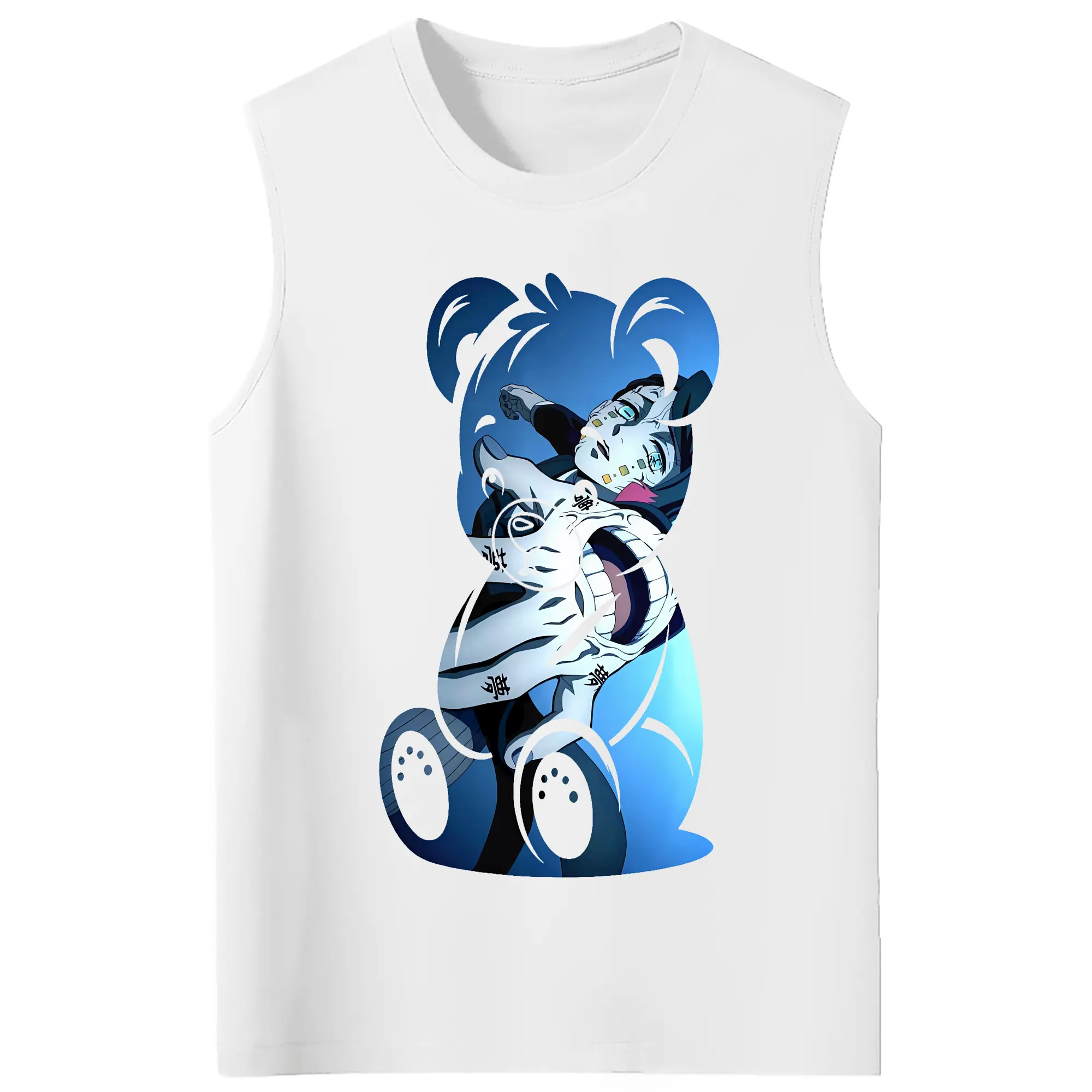 鬼滅の刃 グッズ,魘夢 - コットン100％ タンクトップ ・ フロントプリント ・ タイトフィット ・ 快適 通気性 ・ スポーツ カジュアル 散歩用