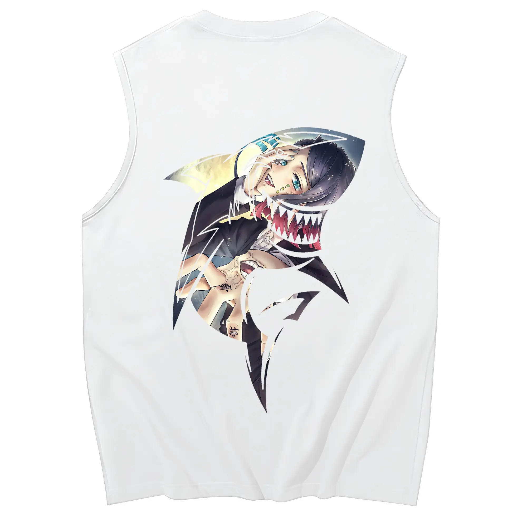 鬼滅の刃 グッズ,魘夢 - コットン100％ タンクトップ ・ 背面プリント ・ タイトシルエット ・ 快適 通気性 ・ スポーツ カジュアル 散歩用