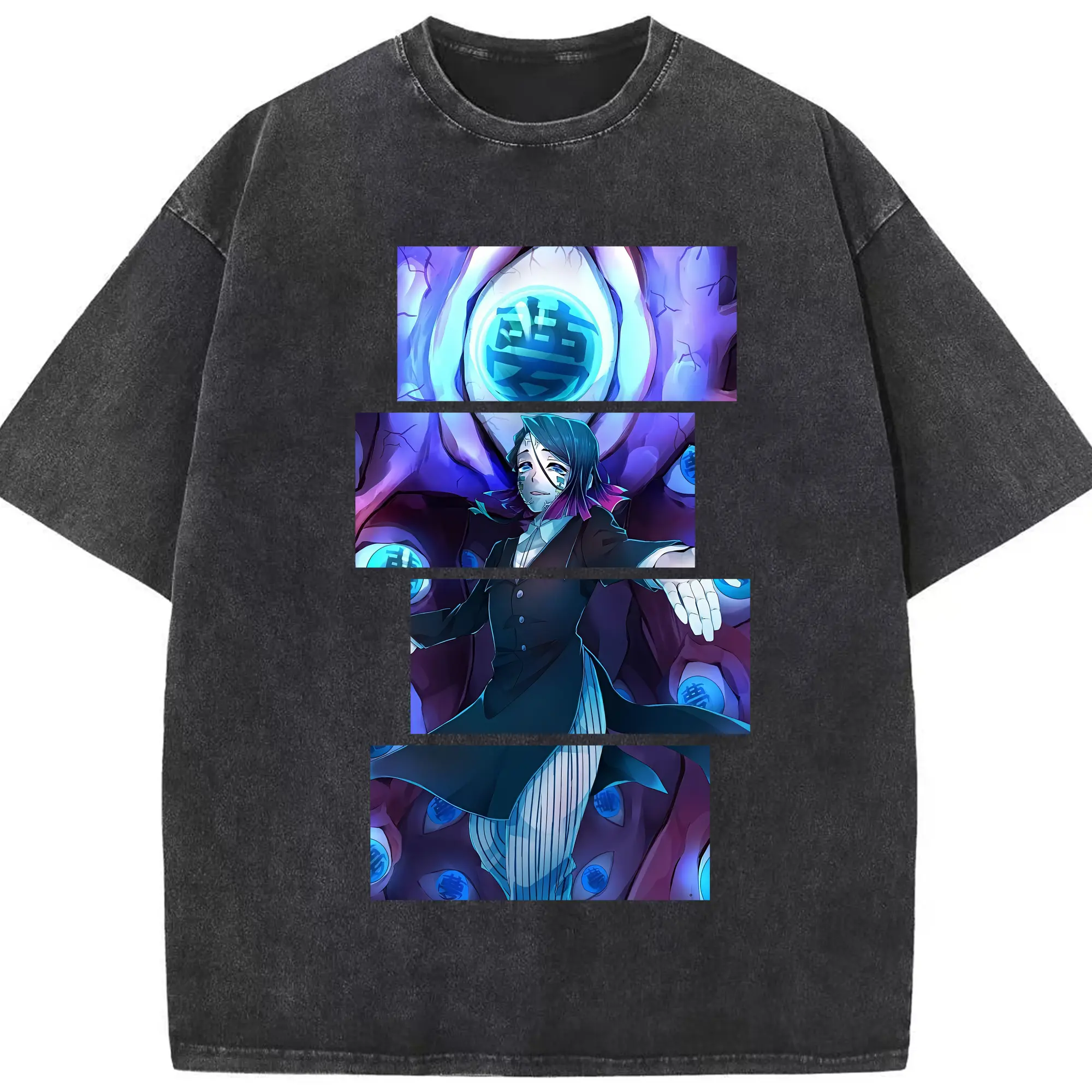 鬼滅の刃 グッズ,魘夢 - 綿100％ ヴィンテージ風 半袖Tシャツ ・ フロントプリント ・ 柔らか肌触り ・ 通気性 快適 ・ スポーツ カジュアル 外出用