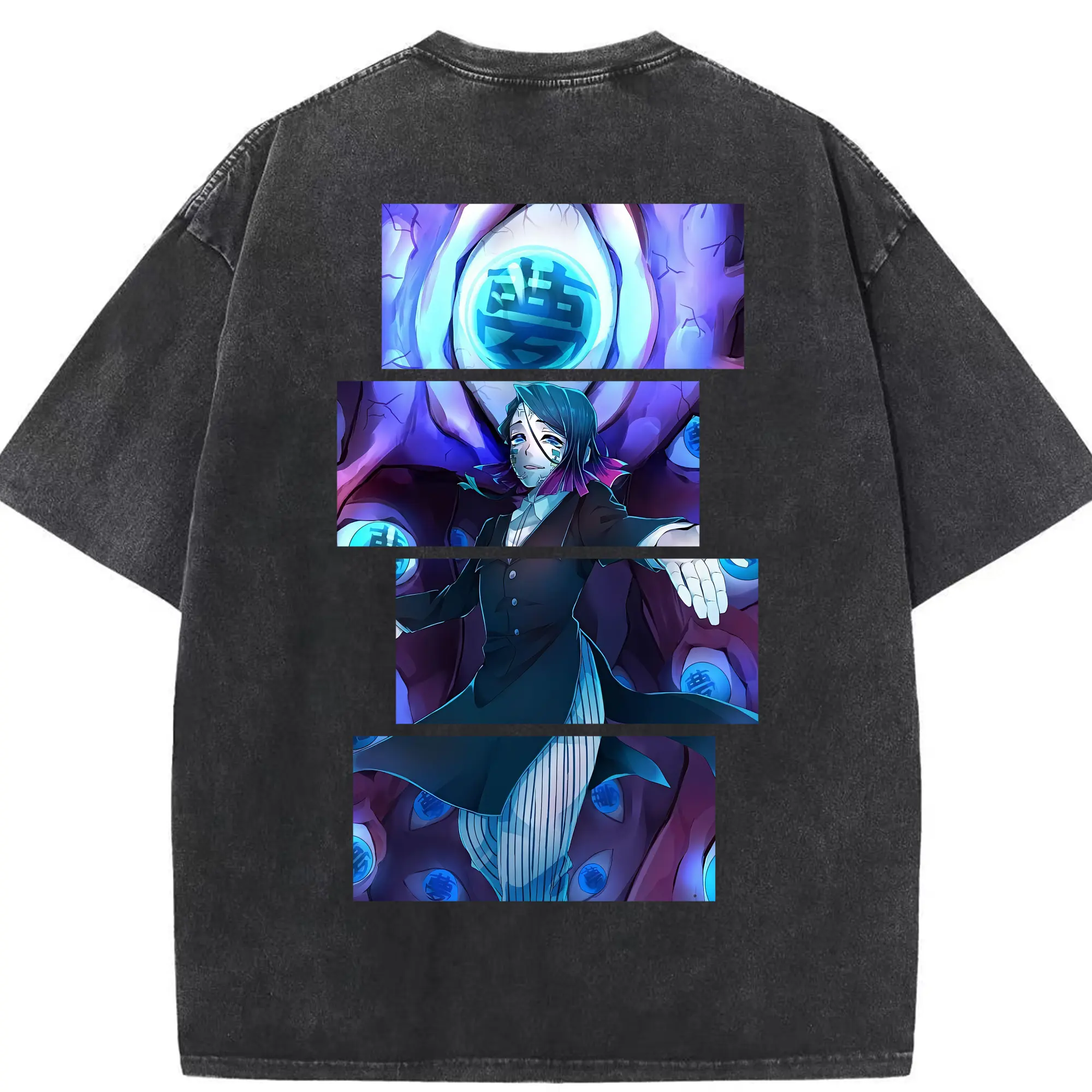 鬼滅の刃 グッズ,魘夢 - 綿100％ ヴィンテージ風 半袖Tシャツ ・ 背面プリント ・ 柔らか肌触り ・ 通気性 快適 ・ スポーツ カジュアル 外出用