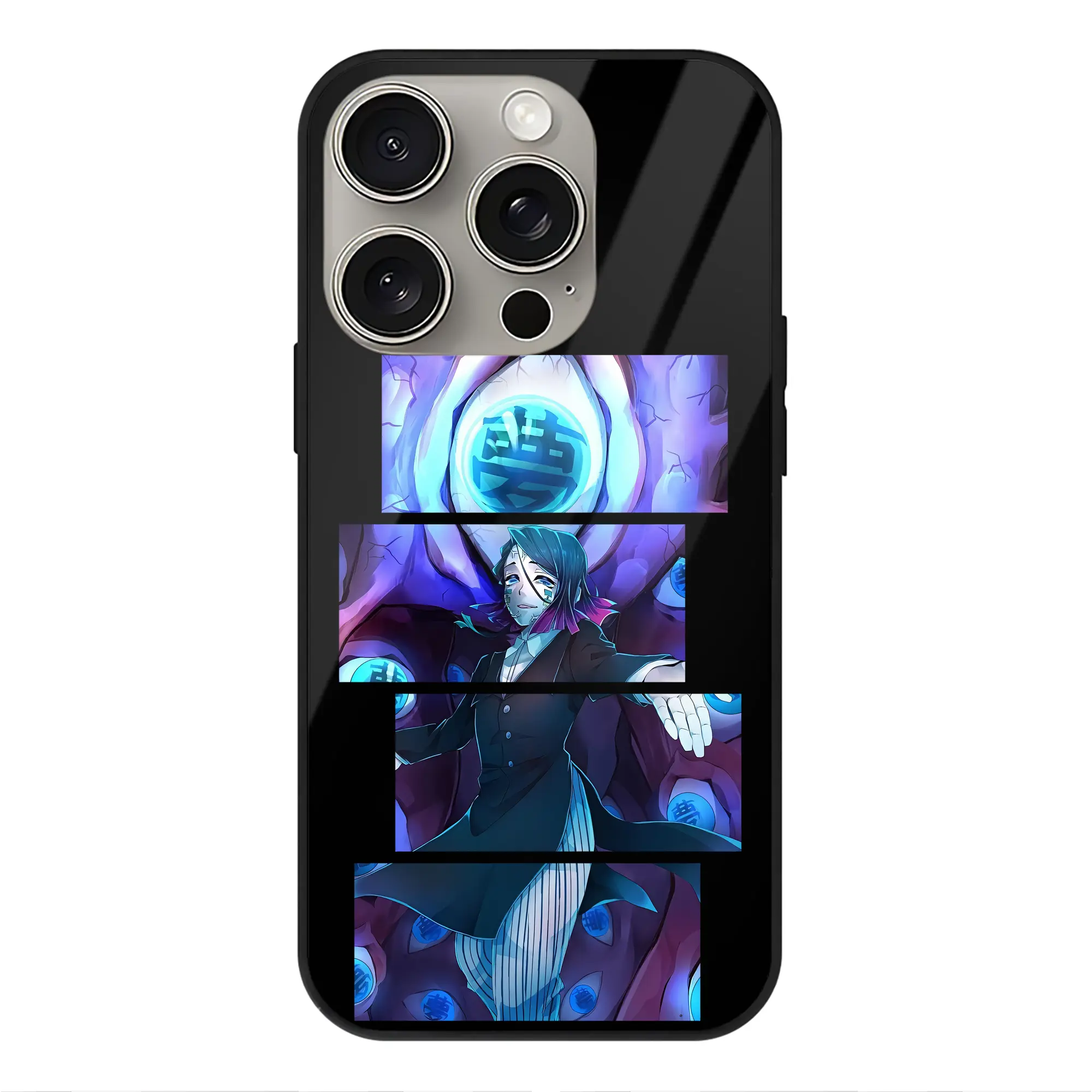 鬼滅の刃 グッズ,魘夢 - IPhone15Pro対応 ・ スマホケース ・ 背面ガラス ・ TPU+強化ガラス ・ 耐衝撃 ・ 黄変防止 ・ ワイヤレス充電対応 ・ 3D立体ボタン