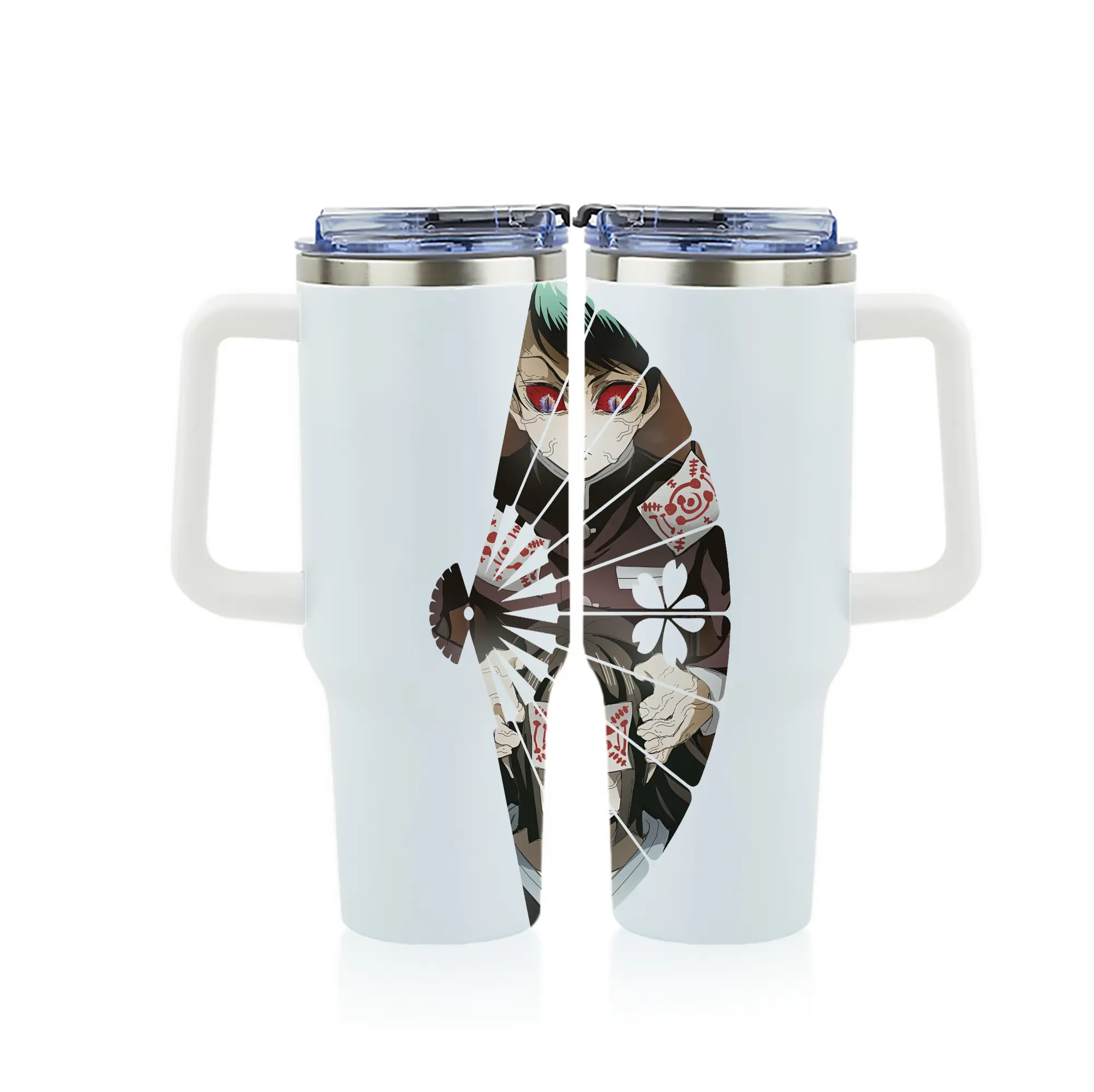 鬼滅の刃 グッズ,愈史郎 - 1200mL フルプリント車用タンブラー ・ 304ステンレス 内側 ・ 201ステンレス 外側 ・ 保温 保冷 ・ 通勤 ドライブ アウトドア用