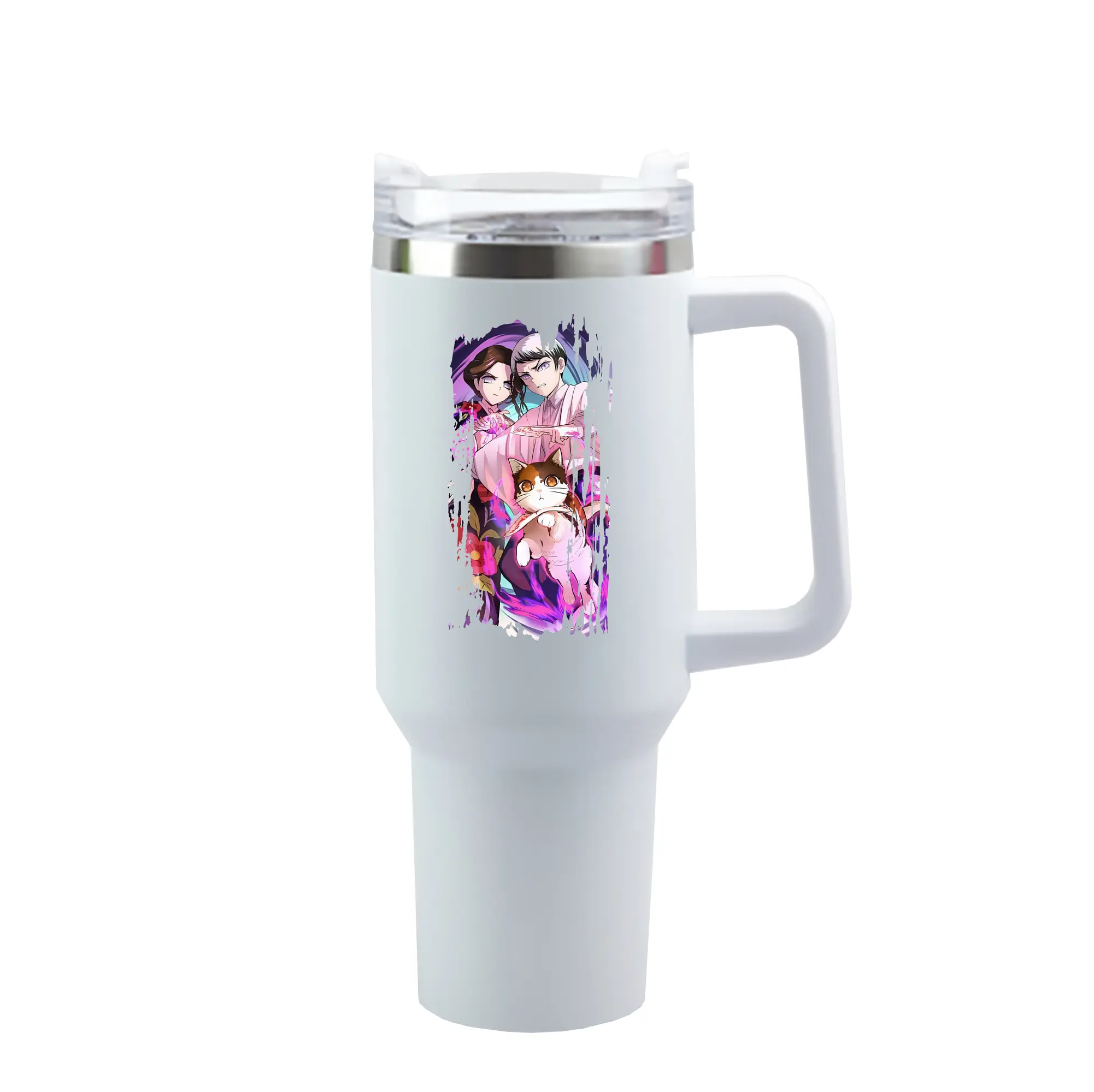 鬼滅の刃 グッズ,愈史郎 - 1200mL 車用タンブラー ・ クリスタルステッカー ・ 304ステンレス 内側 ・ 201ステンレス 外側 ・ 保温 保冷 ・ ハンドル＆ストロー付き ・ 通勤 ドライブ アウトドア用