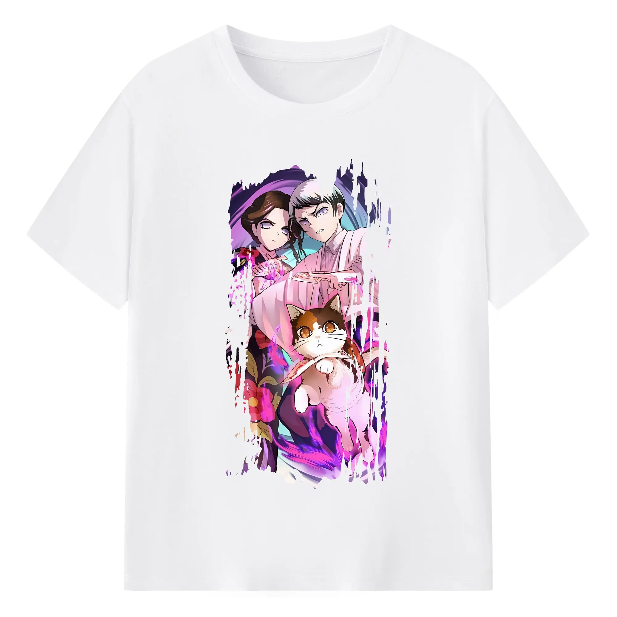 鬼滅の刃 グッズ,愈史郎 - 綿100％ 半袖Tシャツ ・ フロントプリント ・ 快適 通気性 ・ 日常使い 散歩 スポーツ用