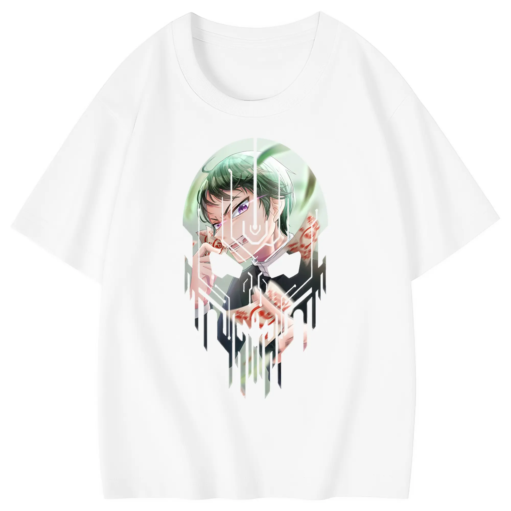 鬼滅の刃 グッズ,愈史郎 - 綿100％ キッズTシャツ ・ フロントプリント ・ 快適 通気性 ・ スポーツ カジュアル 散歩用