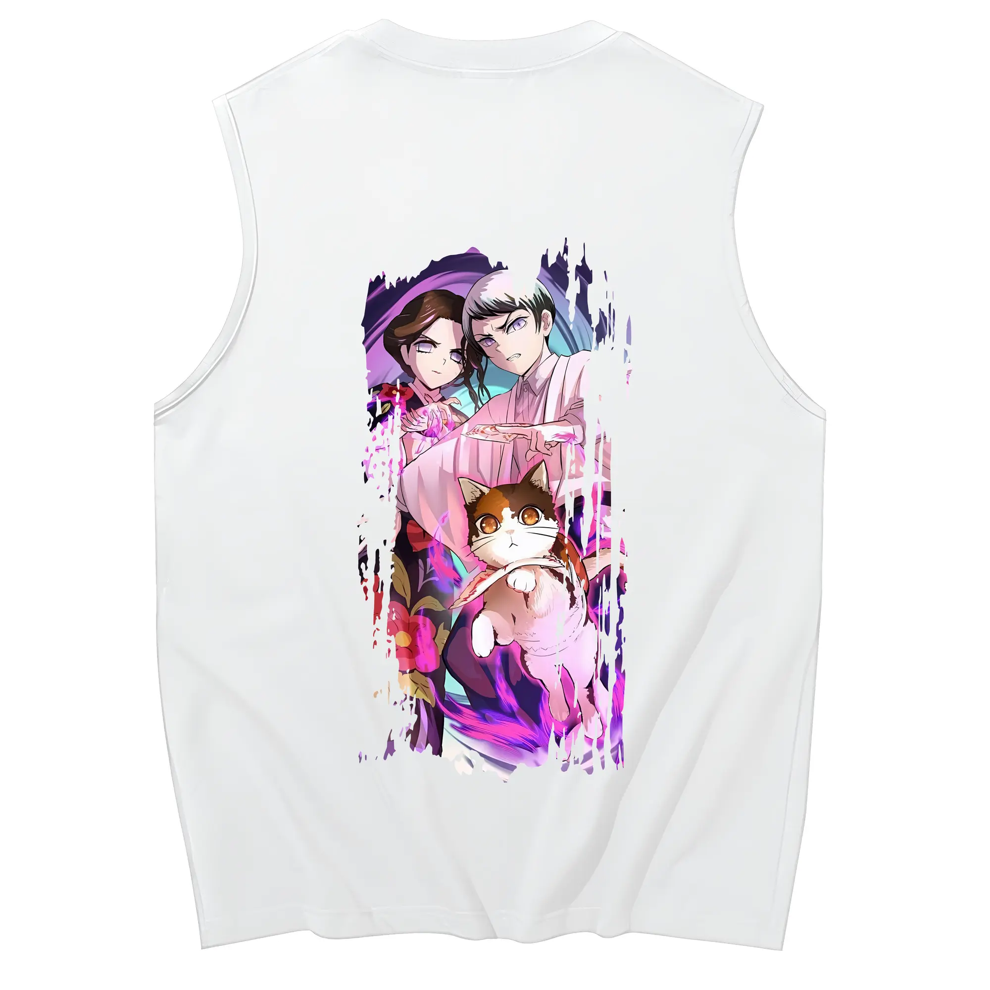 鬼滅の刃 グッズ,愈史郎 - コットン100％ タンクトップ ・ 背面プリント ・ タイトシルエット ・ 快適 通気性 ・ スポーツ カジュアル 散歩用