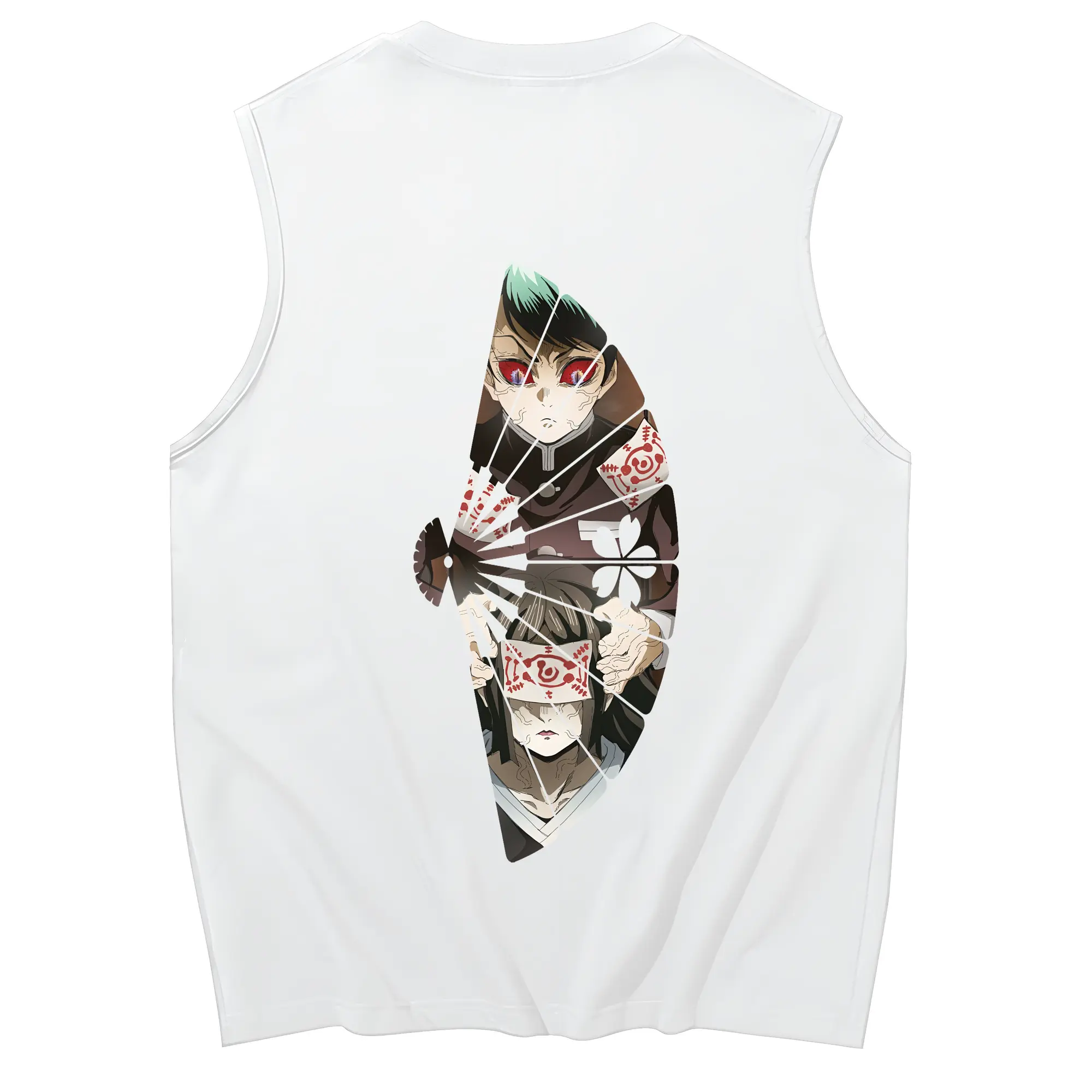 鬼滅の刃 グッズ,愈史郎 - コットン100％ タンクトップ ・ 背面プリント ・ タイトシルエット ・ 快適 通気性 ・ スポーツ カジュアル 散歩用